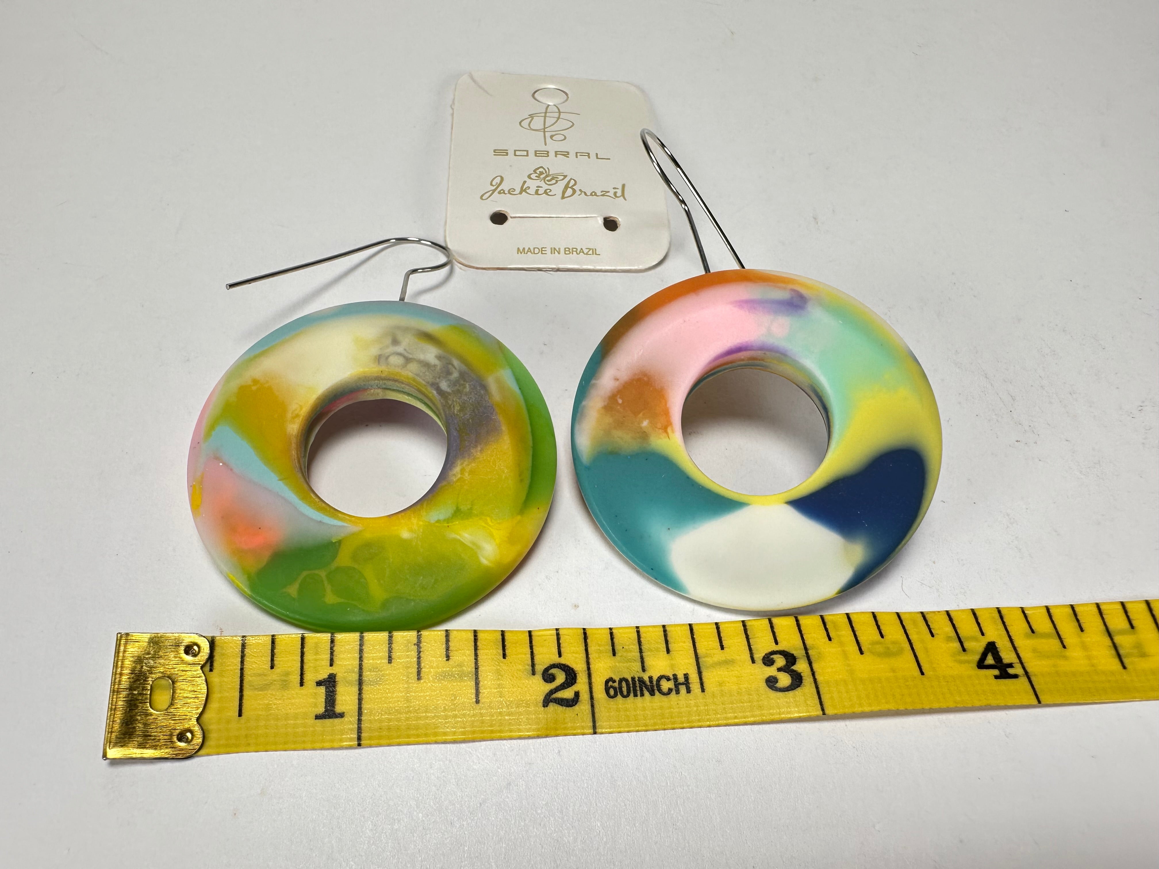 Jackie Brazil "Look" Tropicalia On Hook Resin Earrings ( E2373 )