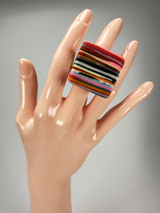 Jackie Brazil "Dani" Liquorice Mix Colours Resin Ring ( R1828 ) UK O / USA 7