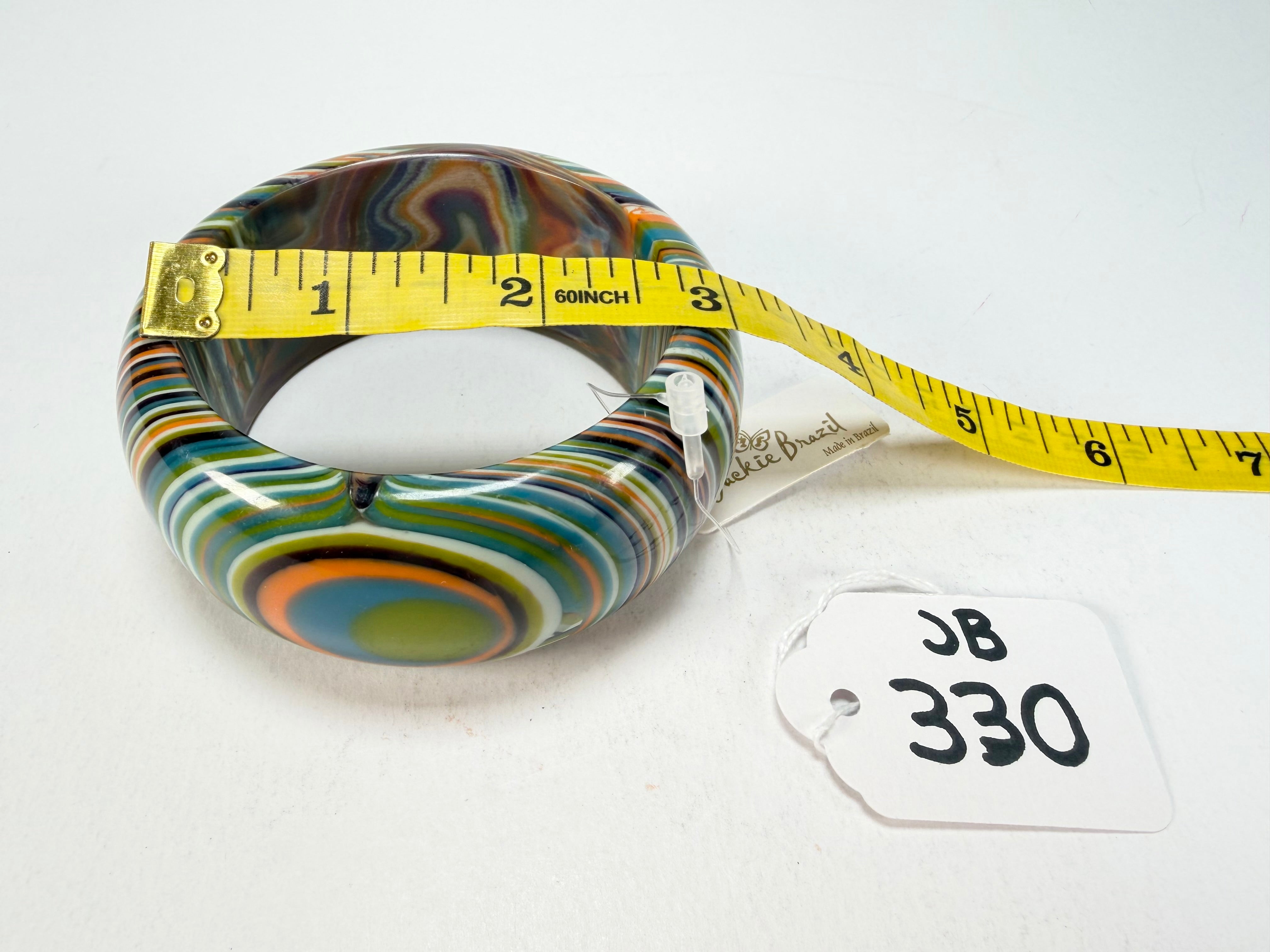 Jackie Brazil "All Sorts "Liquorice w/Cat Eye Winter Mix 3.4cm Bangle ( B2444 )