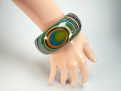 Jackie Brazil "All Sorts "Liquorice w/Cat Eye Winter Mix 3.4cm Bangle ( B2444 )