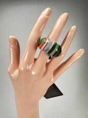 Jackie Brazil "Mistico" Liquorice Pop Art Colour Mix Resin Ring ( R0151 ) UK Q / USA 8