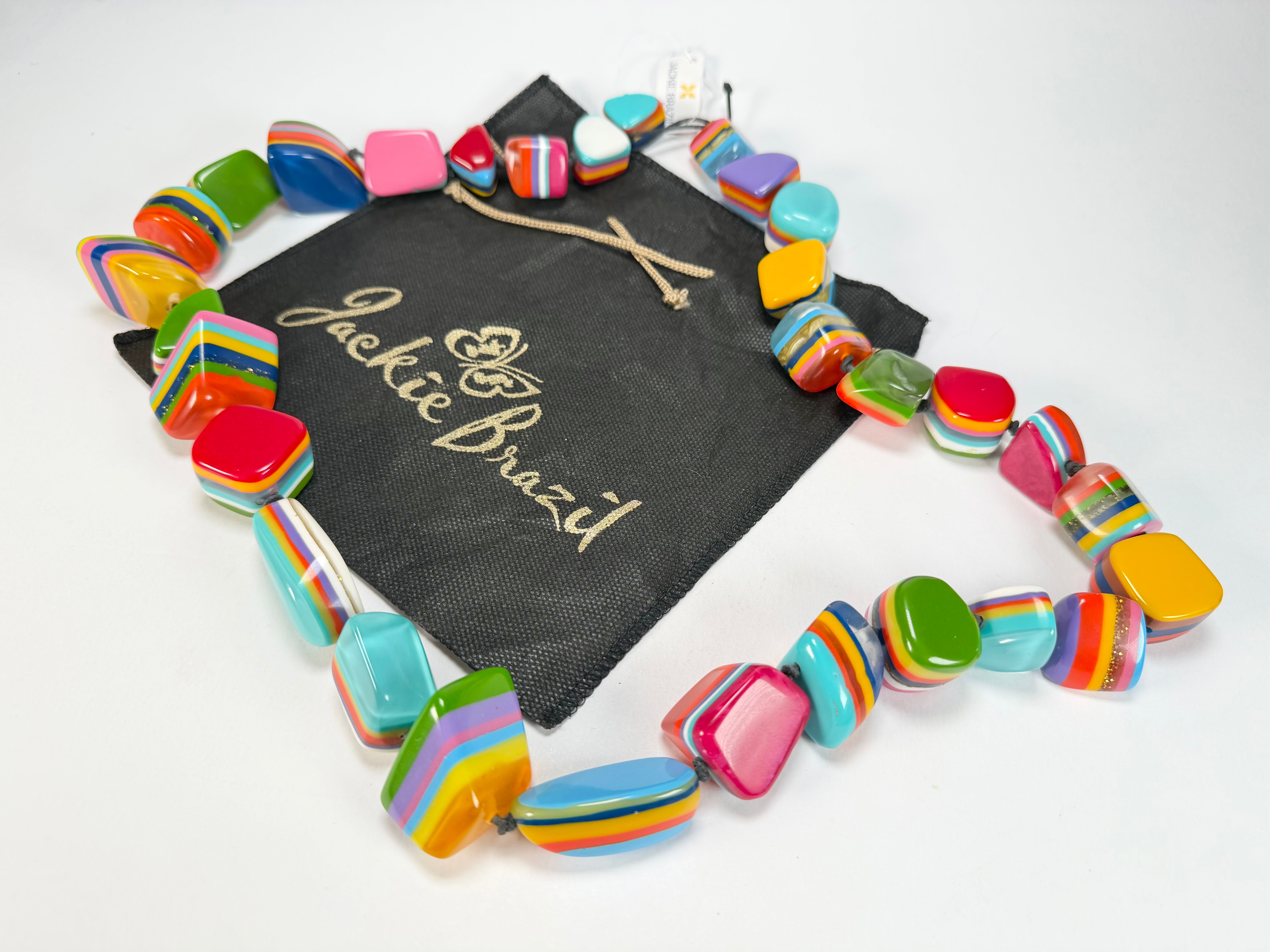 Jackie Brazil "Mix Colours" Large Stones Long 75cm Resin Necklace ( N0425 )
