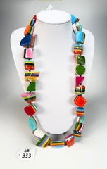 Jackie Brazil "Mix Colours" Large Stones Long 75cm Resin Necklace ( N0425 )