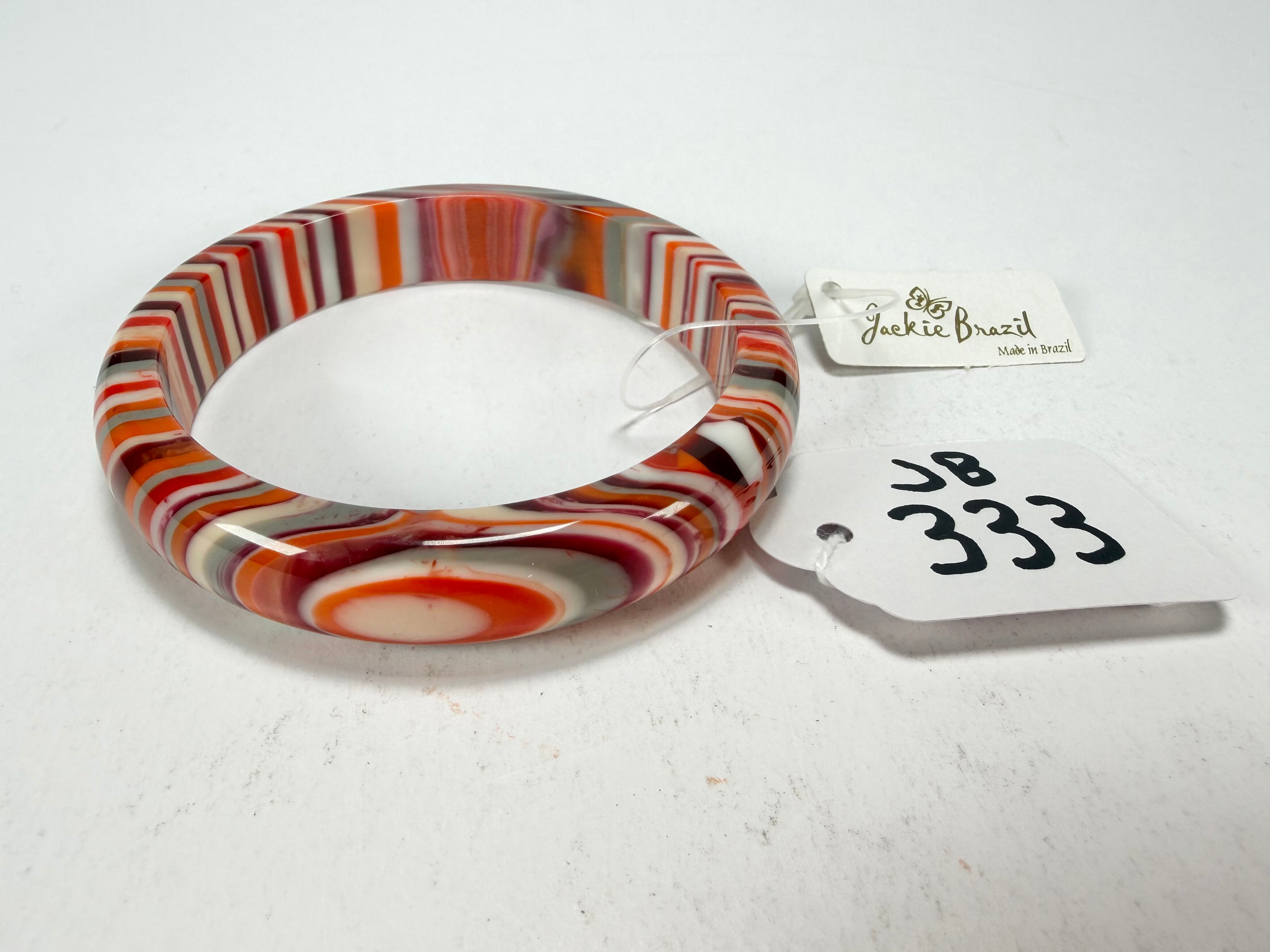 Jackie Brazil "Thin Cat Eye" Liquorice Allsorts with Cat Eye Orange Mix 1.3cm Resin Bangle ( B1151 )