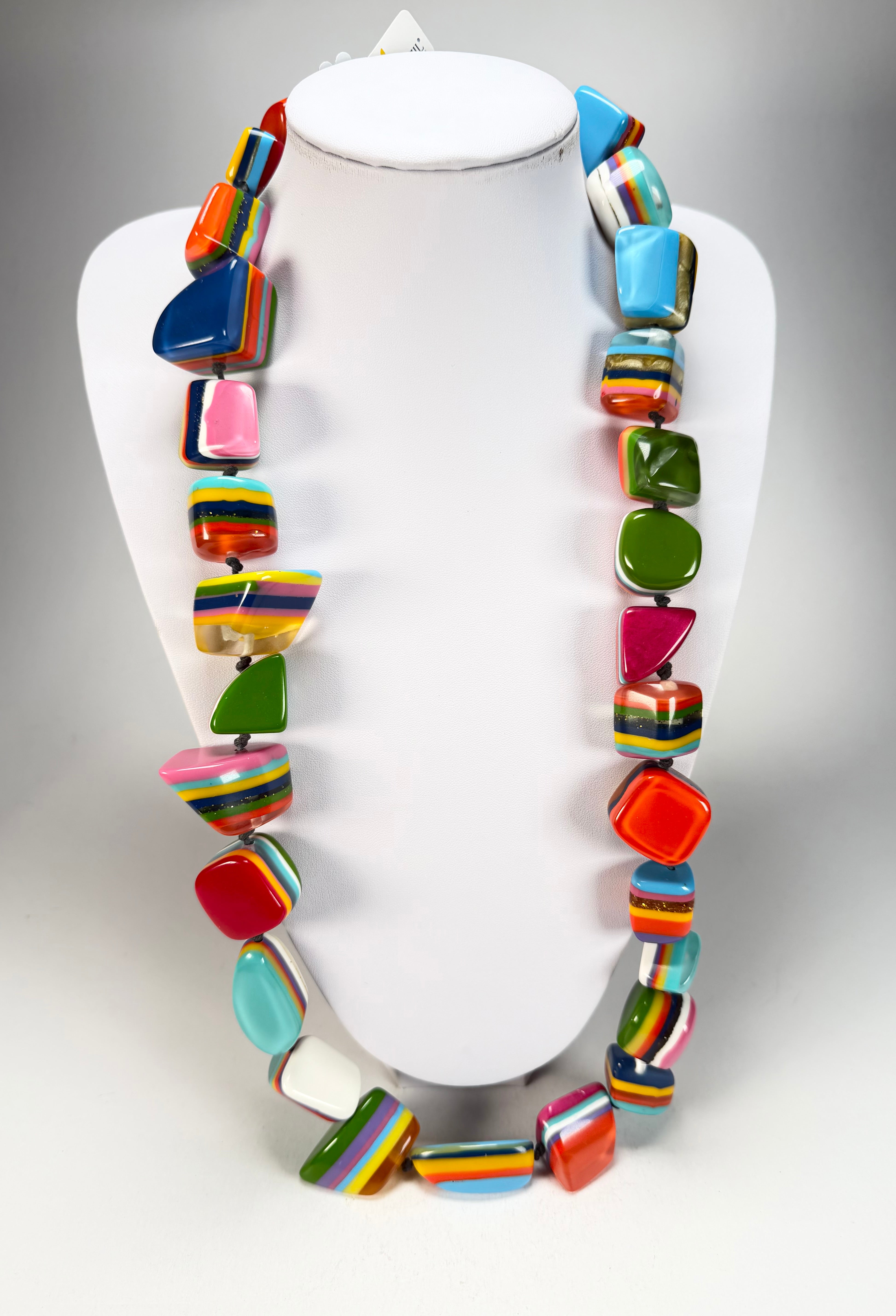 Jackie Brazil "Mix Colours" Large Stones Long 75cm Resin Necklace ( N0425 )