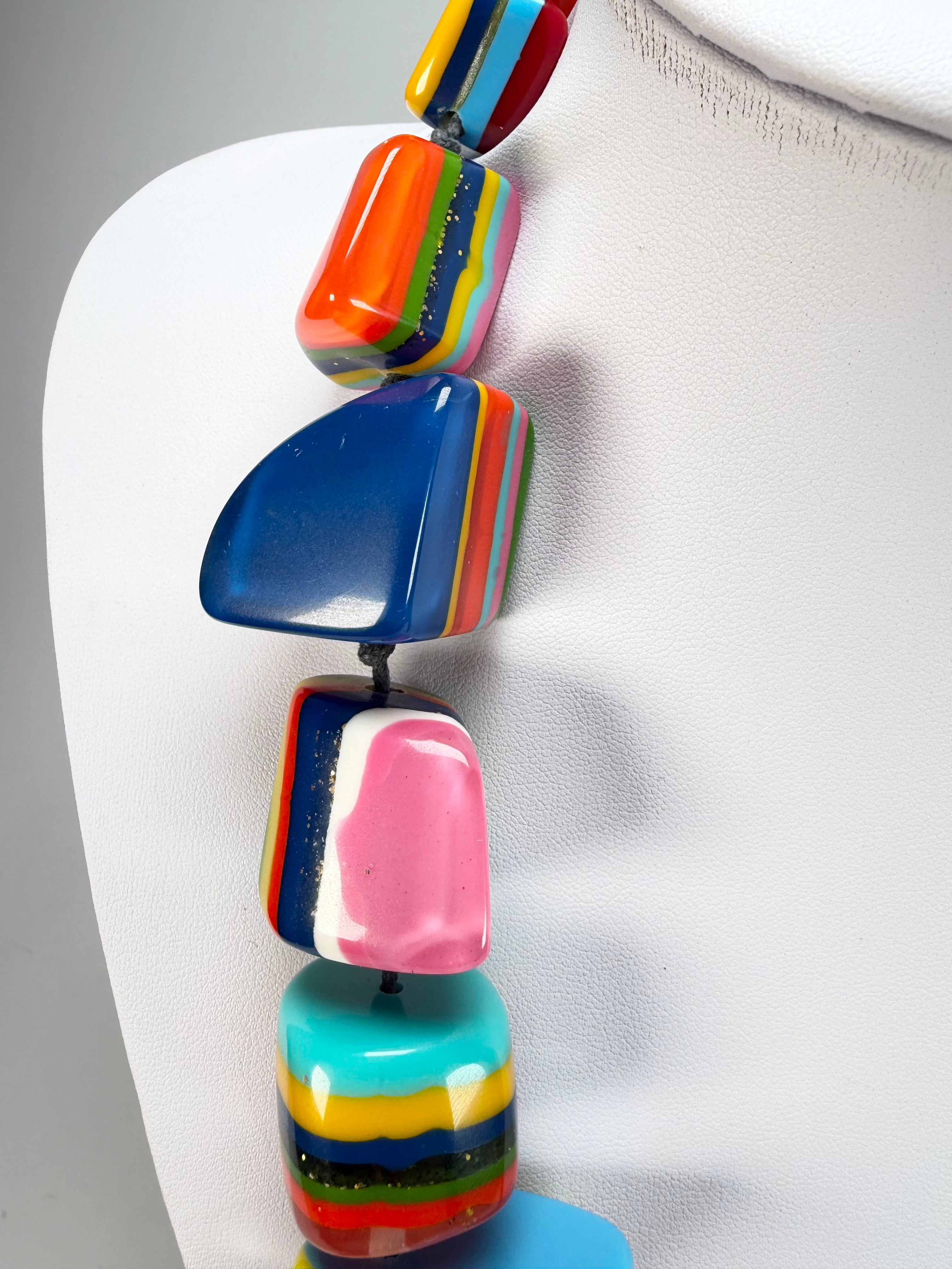 Jackie Brazil "Mix Colours" Large Stones Long 75cm Resin Necklace ( N0425 )