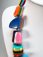 Jackie Brazil "Mix Colours" Large Stones Long 75cm Resin Necklace ( N0425 )