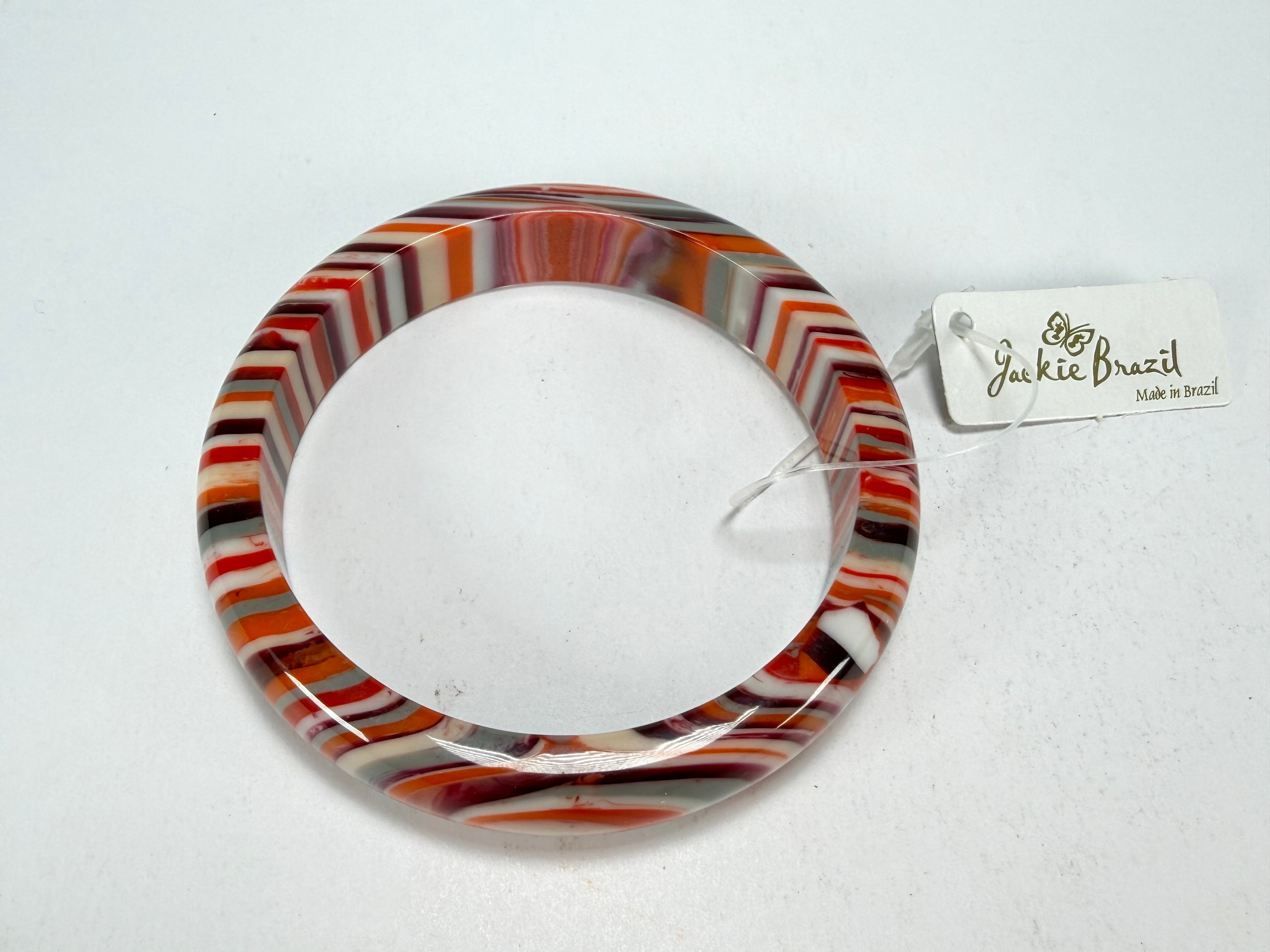Jackie Brazil "Thin Cat Eye" Liquorice Allsorts with Cat Eye Orange Mix 1.3cm Resin Bangle ( B1151 )