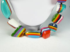 Jackie Brazil "Mix Colours" Large Stones Long 75cm Resin Necklace ( N0425 )