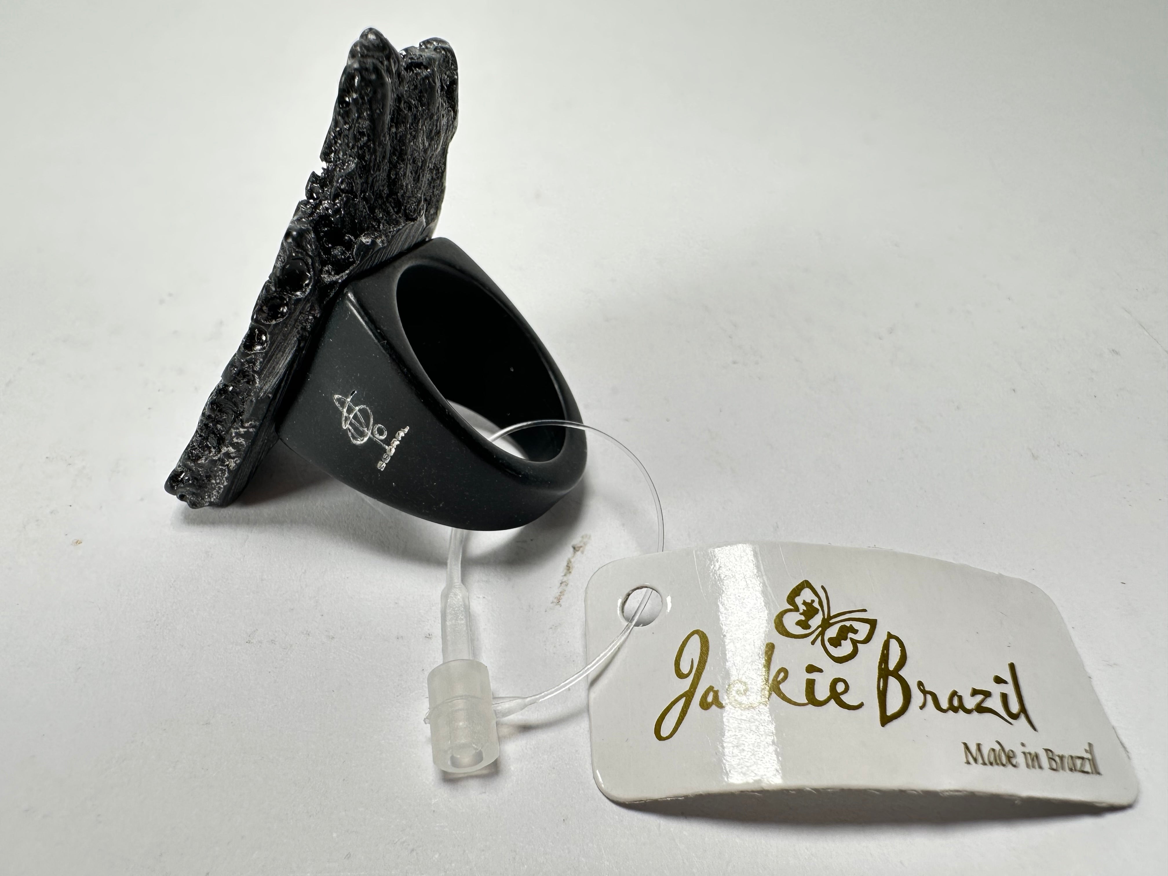 Jackie Brazil "Dark Black" Charcoal Resin Ring ( R2782 ) UK P / USA 7.5