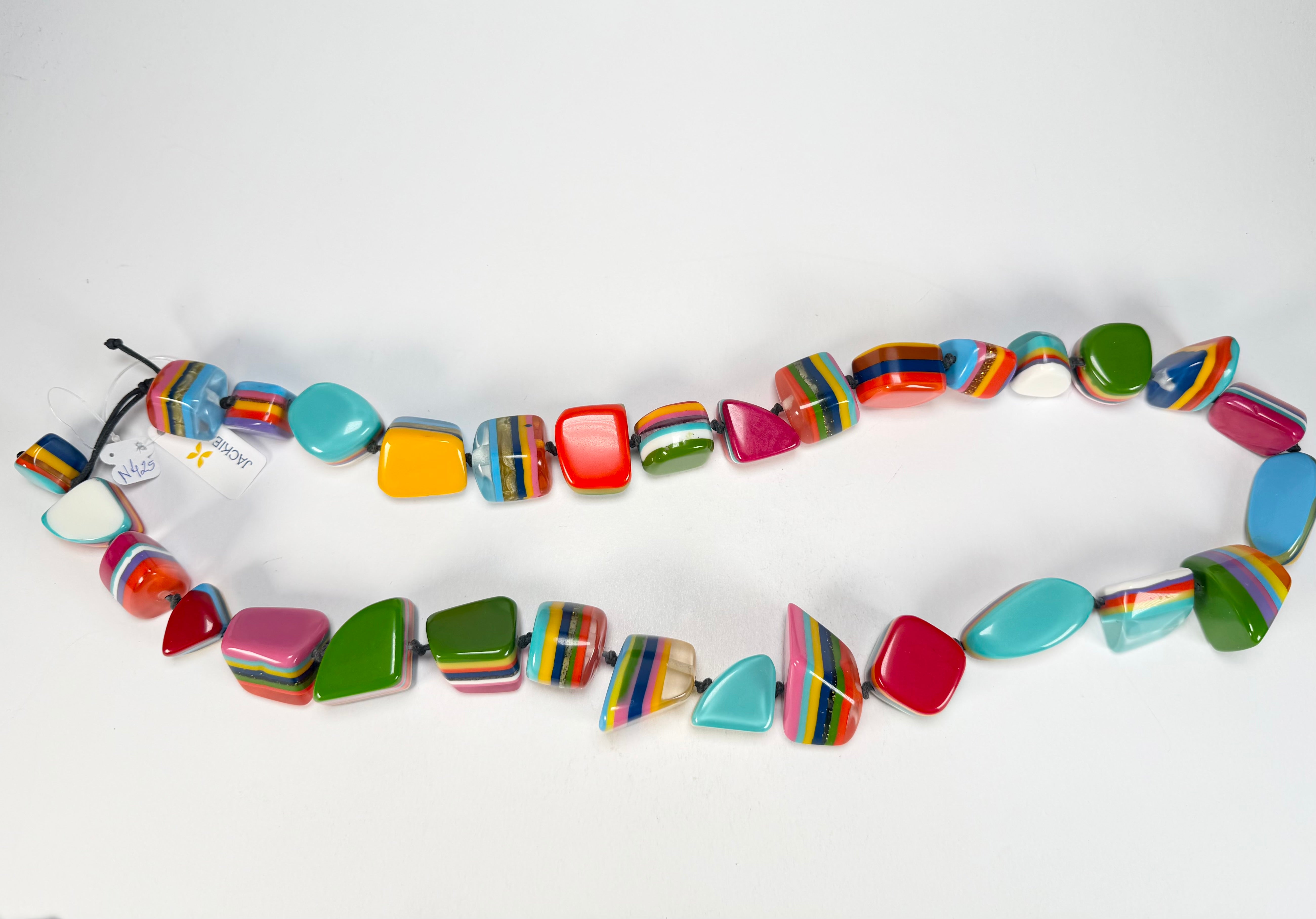 Jackie Brazil "Mix Colours" Large Stones Long 75cm Resin Necklace ( N0425 )