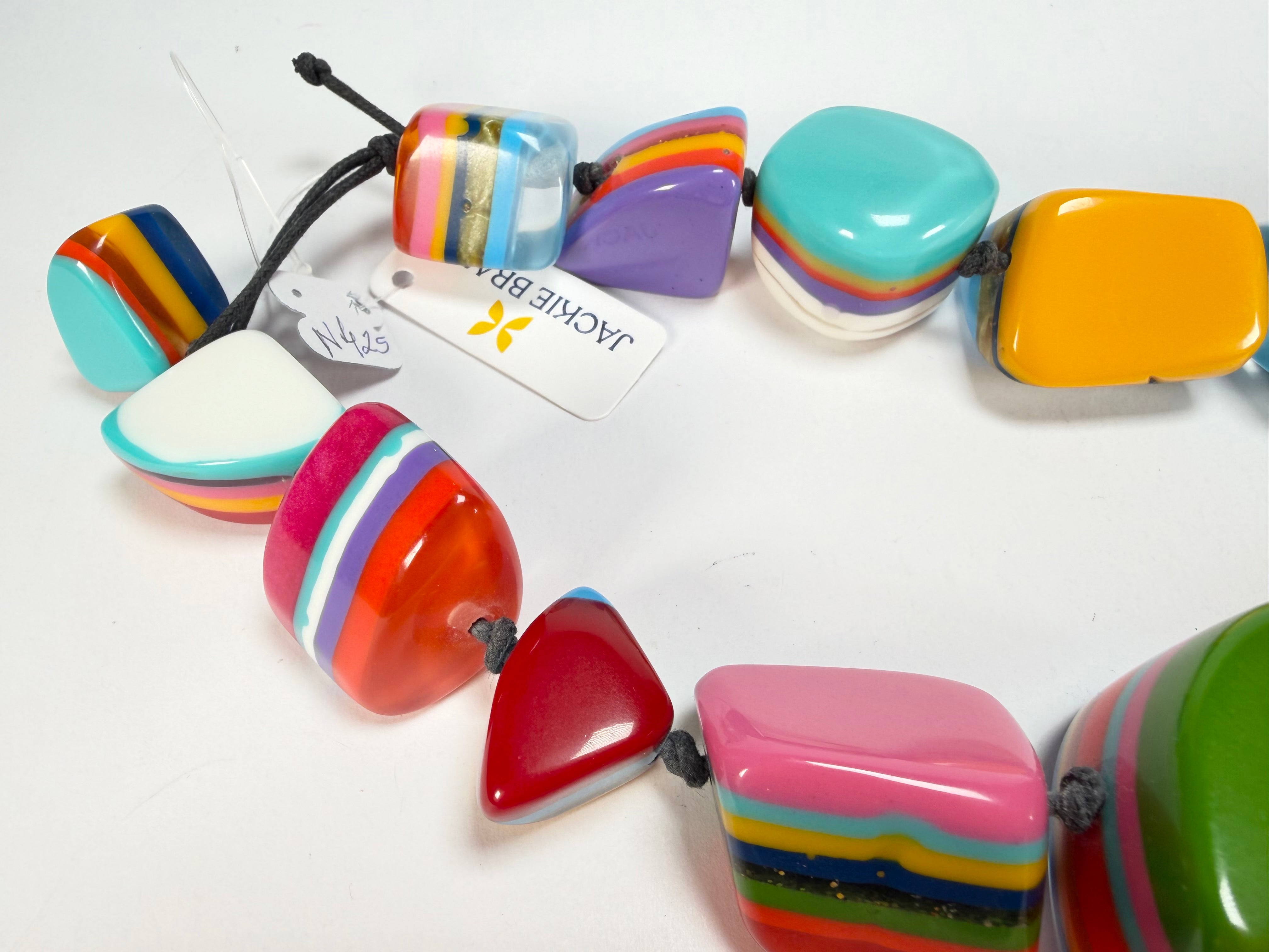 Jackie Brazil "Mix Colours" Large Stones Long 75cm Resin Necklace ( N0425 )