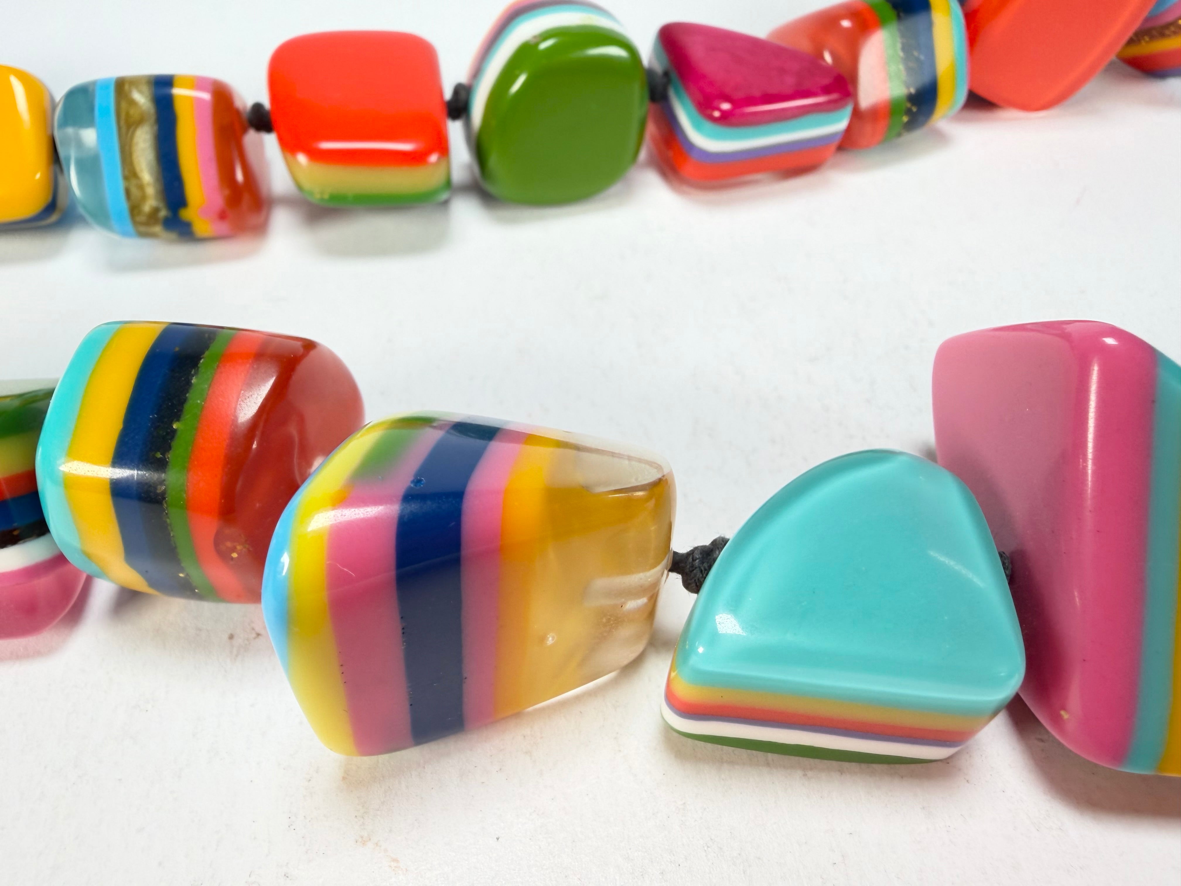 Jackie Brazil "Mix Colours" Large Stones Long 75cm Resin Necklace ( N0425 )
