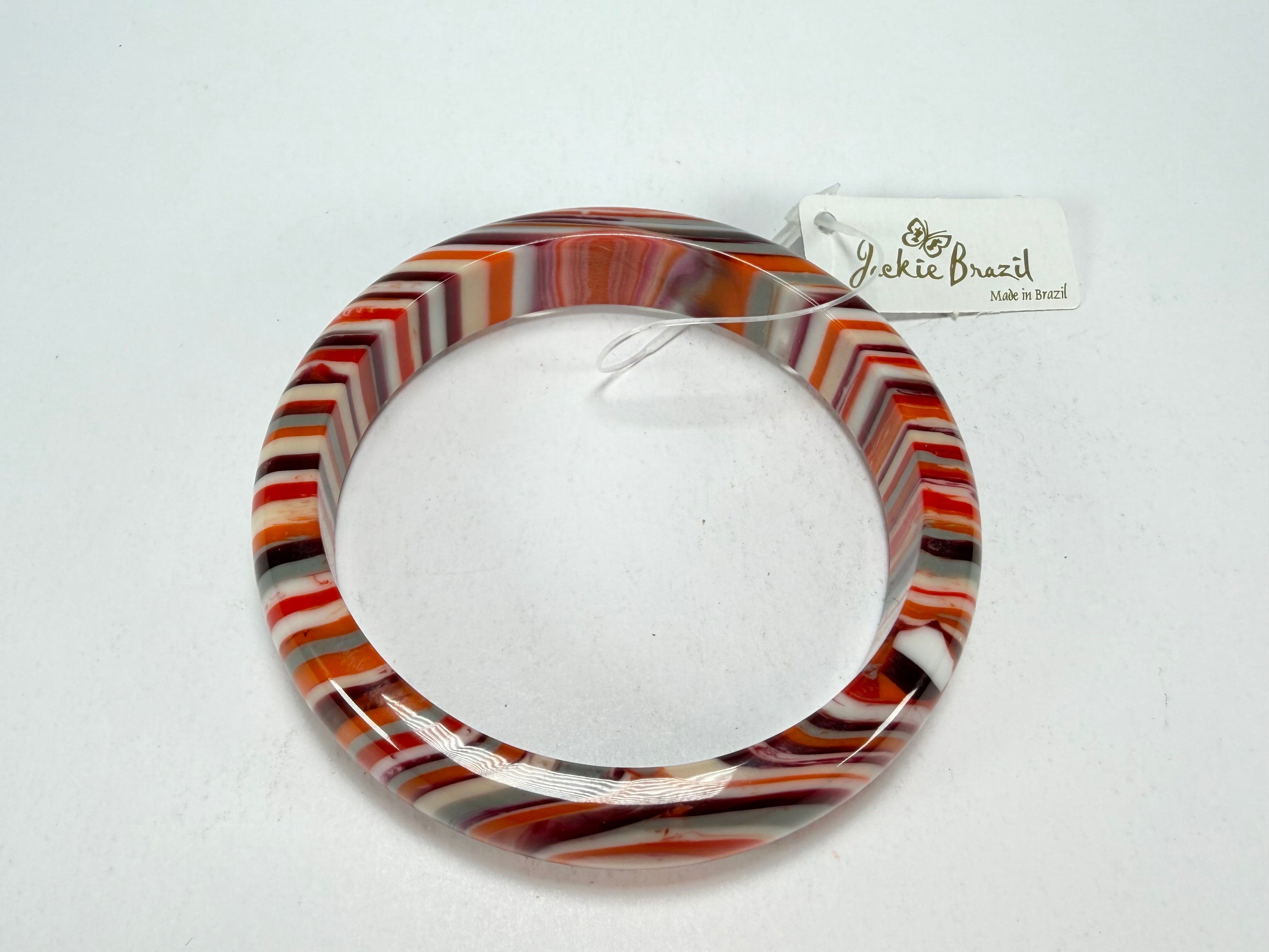 Jackie Brazil "Thin Cat Eye" Liquorice Allsorts with Cat Eye Orange Mix 1.3cm Resin Bangle ( B1151 )