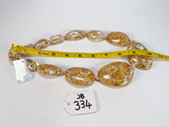 Jackie Brazil "Gold Flakes" Short Flat Riverstones 50cm Necklace ( N3616 )