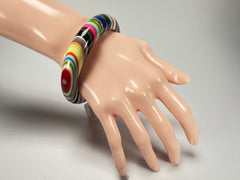 Jackie Brazil "Thin Cat Eye" Liquorice Allsorts with Cat Eye Spring Colour 1.3cm Resin Bangle ( B1151 )