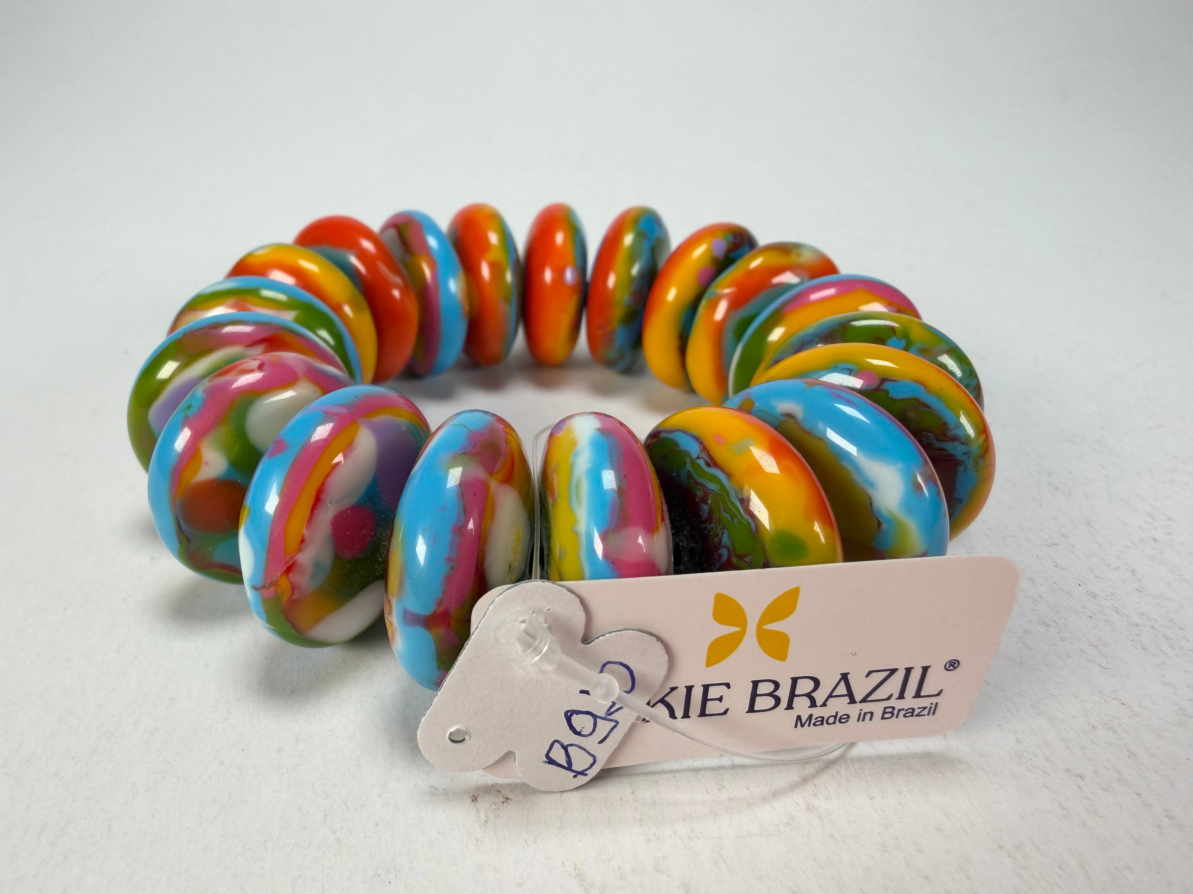 Jackie Brazil "Ana" Kandinsky Elasticated Wheels Resin Bracelet ( B0910 )