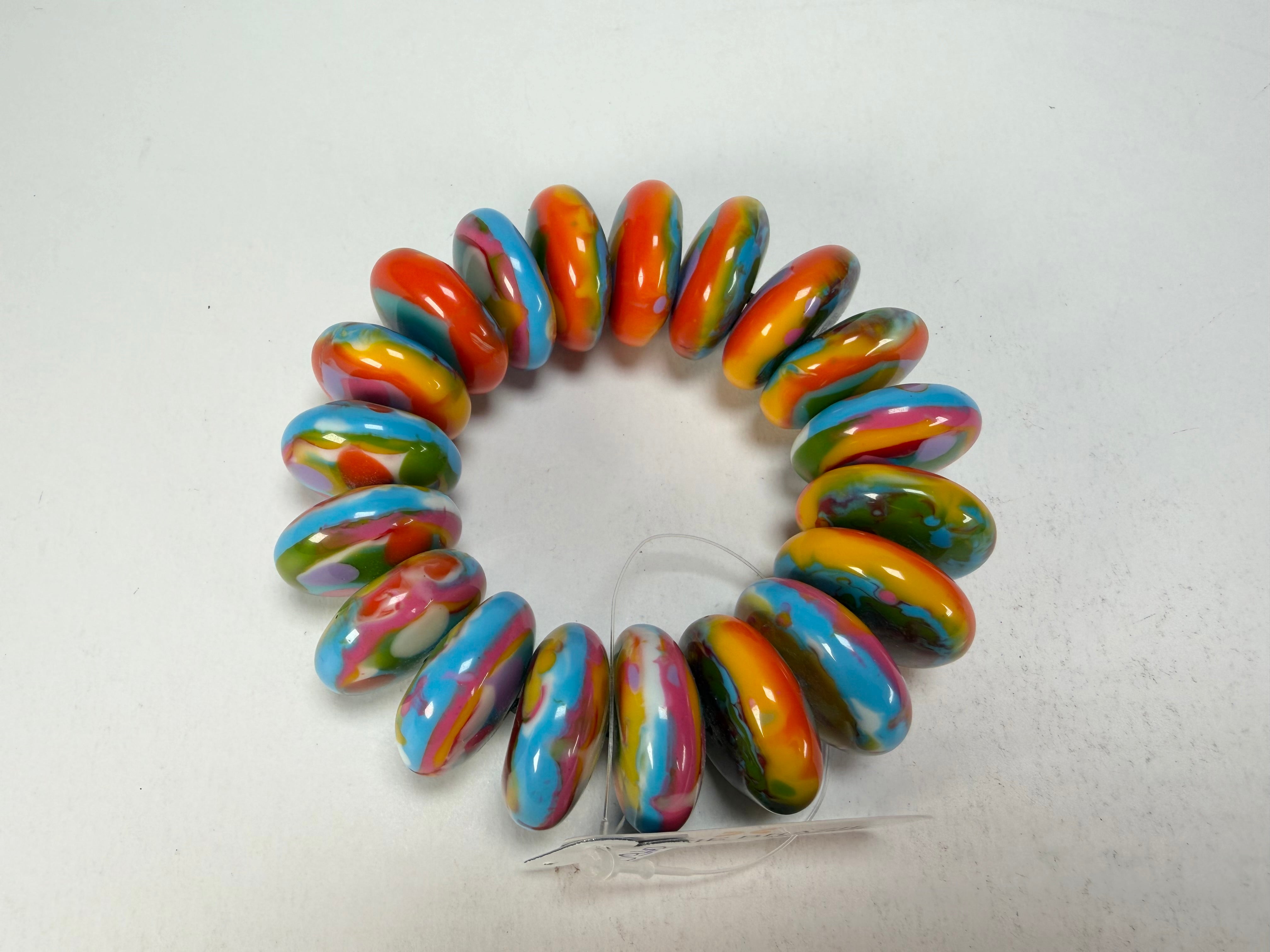 Jackie Brazil "Ana" Kandinsky Elasticated Wheels Resin Bracelet ( B0910 )