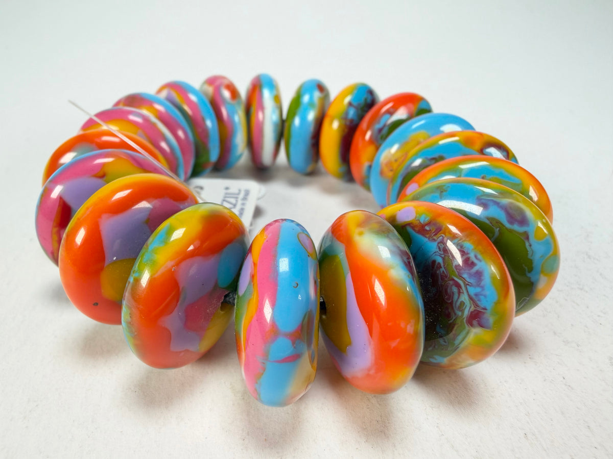 Jackie Brazil "Ana" Kandinsky Elasticated Wheels Resin Bracelet ( B0910 )