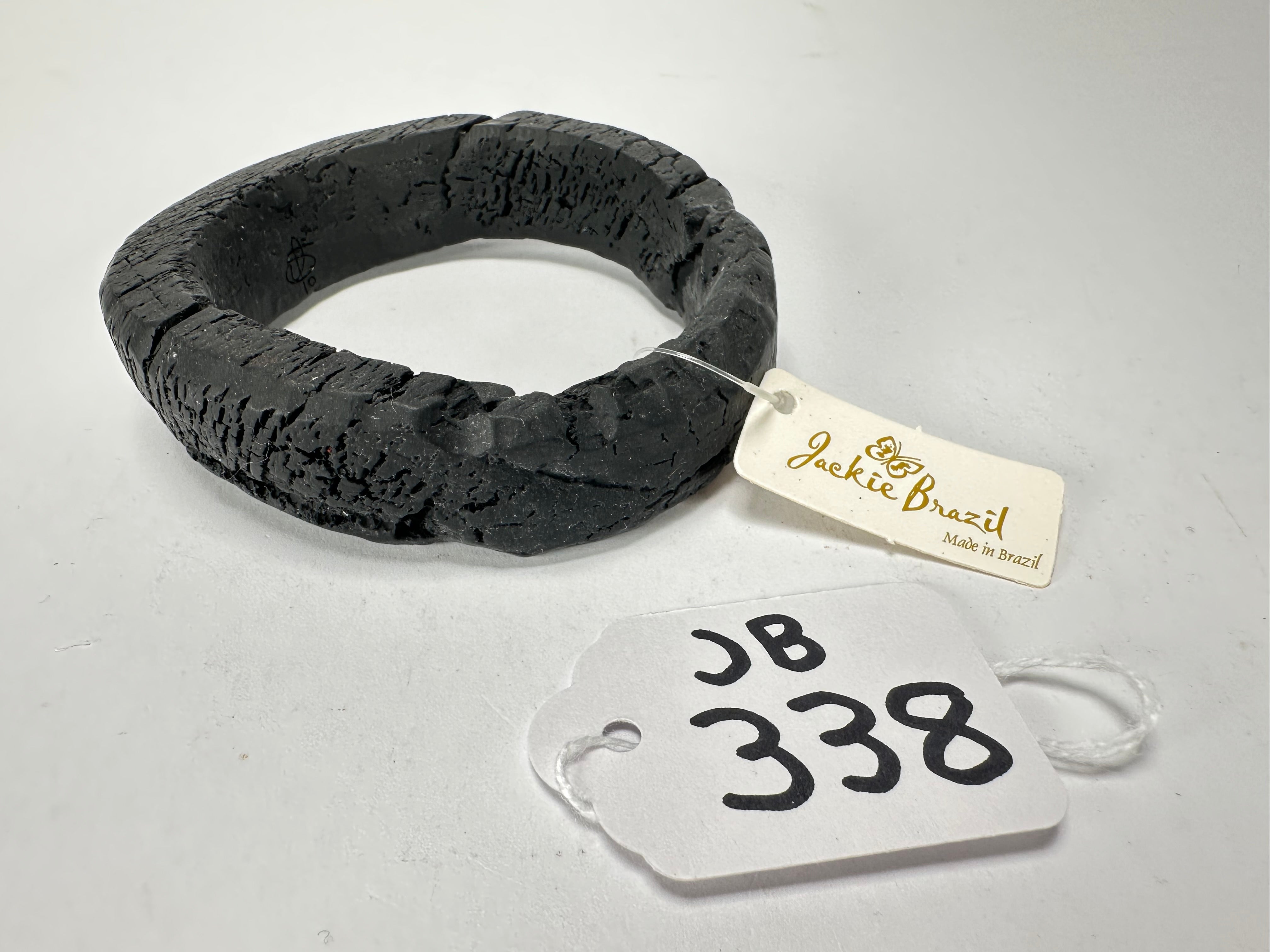 Jackie Brazil "Dark Black" Charcoal Donut Solid Round Thin Bangle ( B2875 )