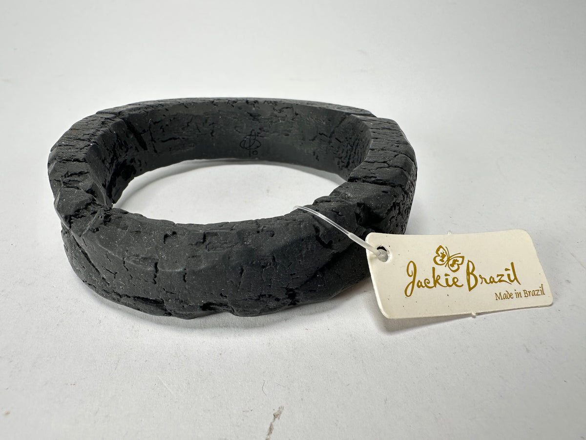 Jackie Brazil "Dark Black" Charcoal Donut Solid Round Thin Bangle ( B2875 )