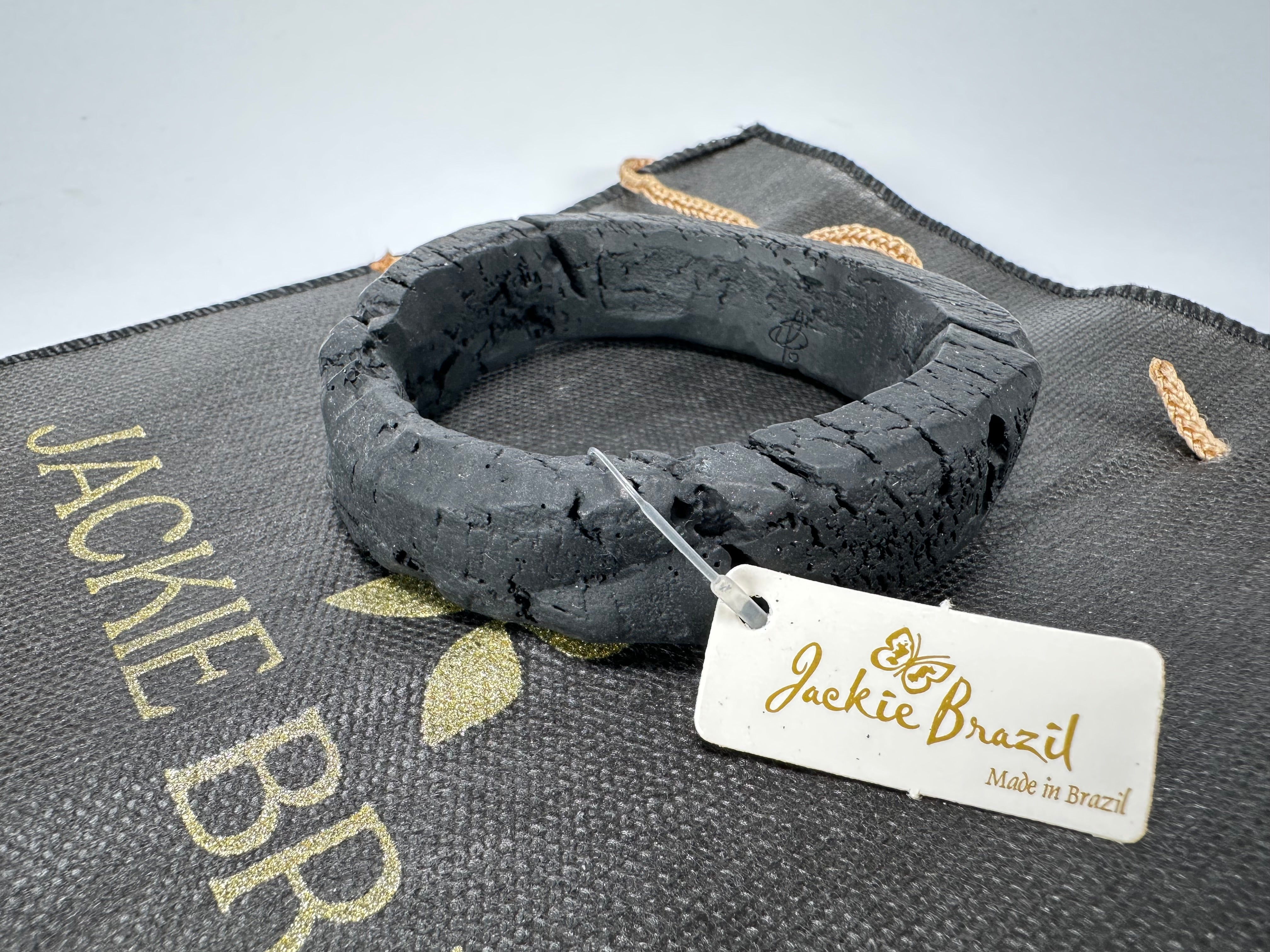 Jackie Brazil "Dark Black" Charcoal Donut Solid Round Thin Bangle ( B2875 )