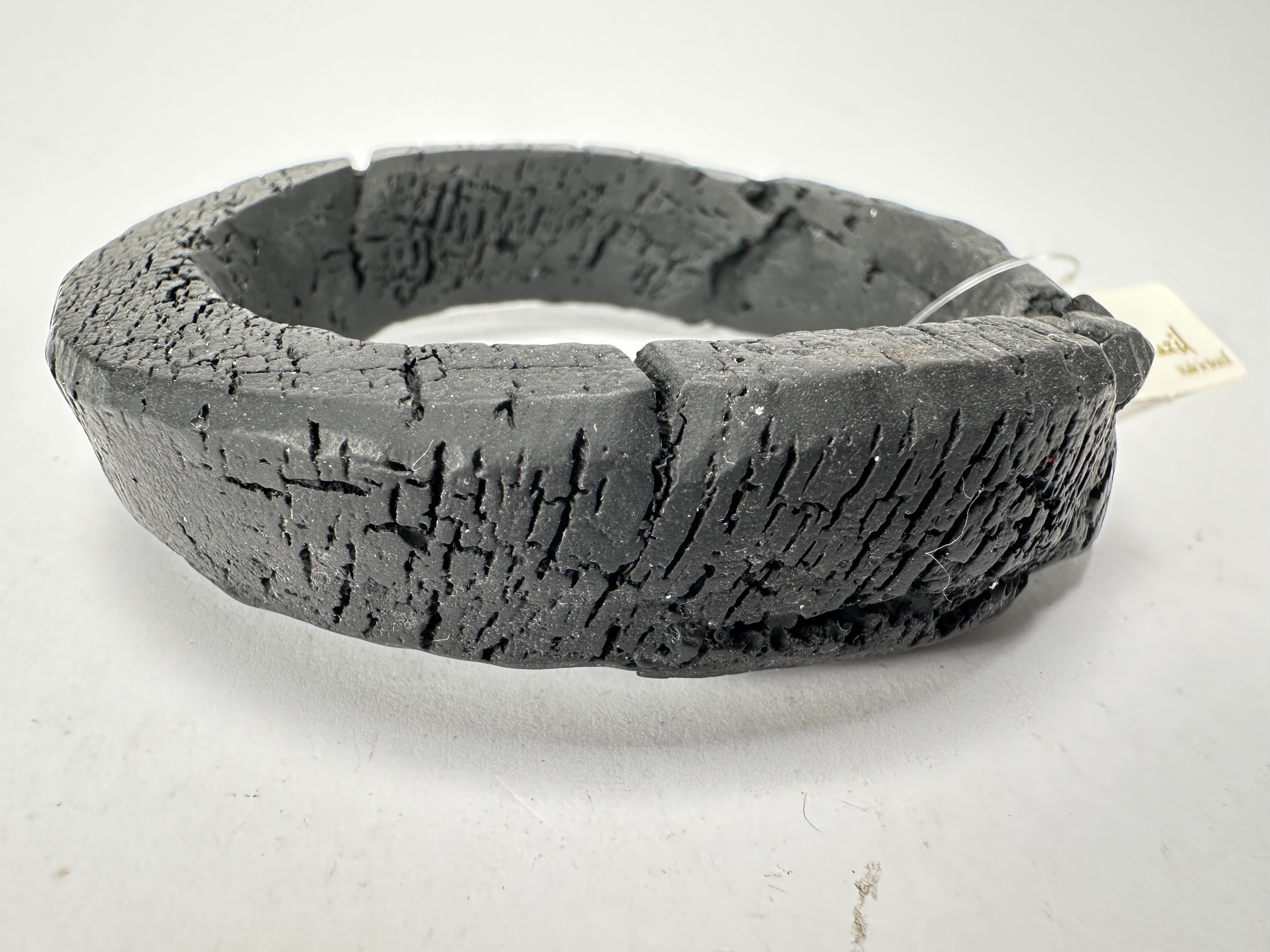 Jackie Brazil "Dark Black" Charcoal Donut Solid Round Thin Bangle ( B2875 )