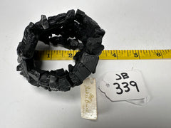 Jackie Brazil "4 Row w/ Feature Plate" Charcoal Resin Bracelet ( B2732 )