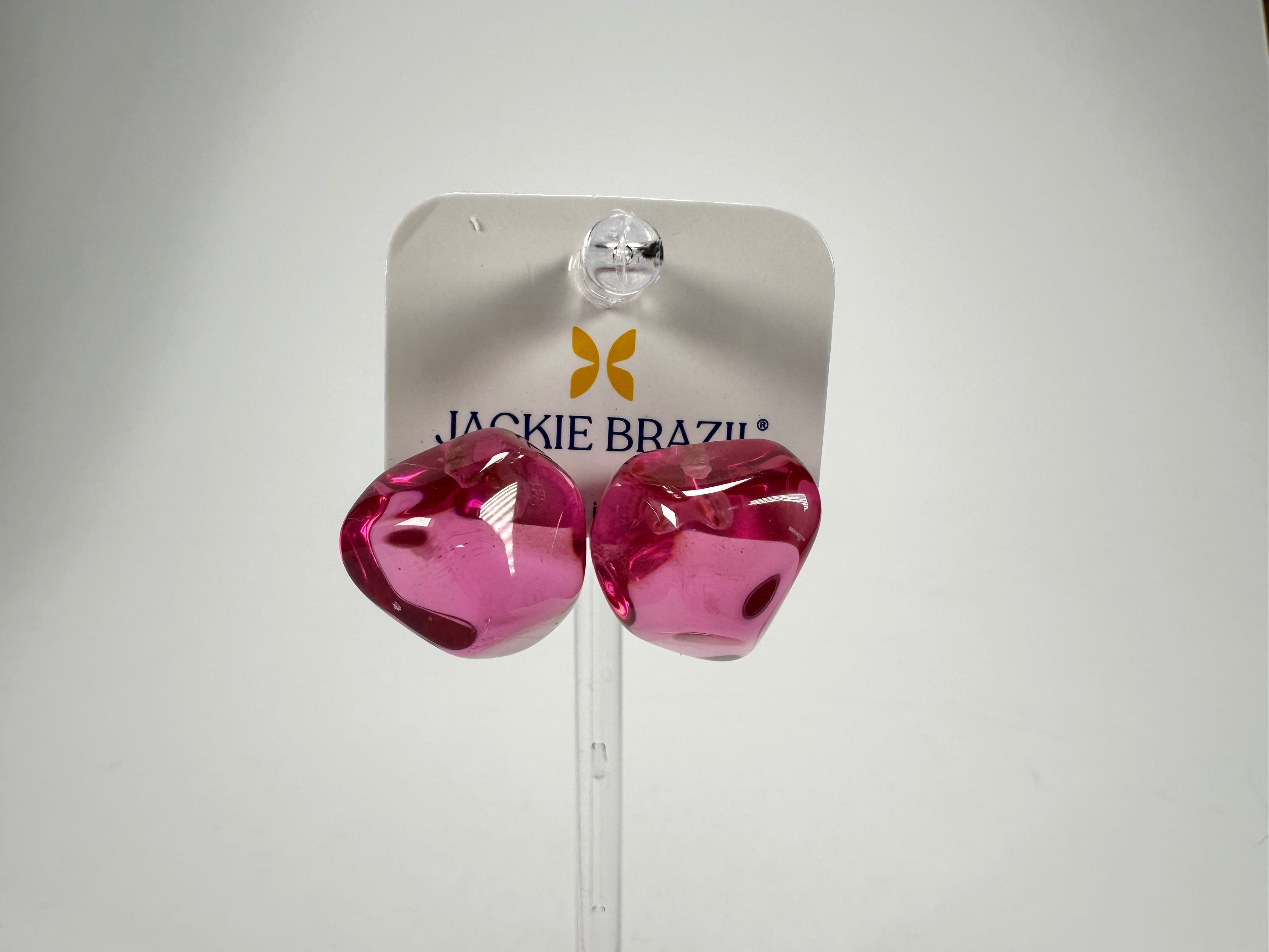 Jackie Brazil "Camille" Purple Transparent Abstract Resin Earrings ( E1053 )