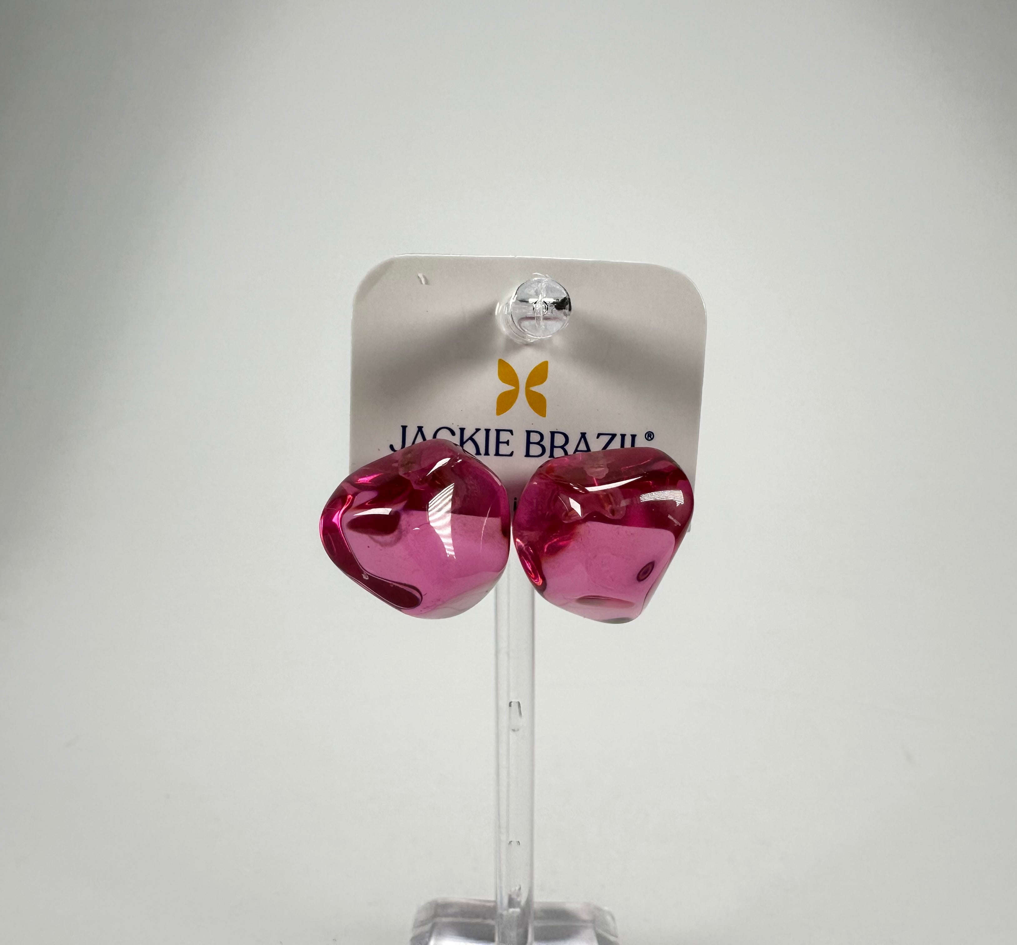 Jackie Brazil "Camille" Purple Transparent Abstract Resin Earrings ( E1053 )