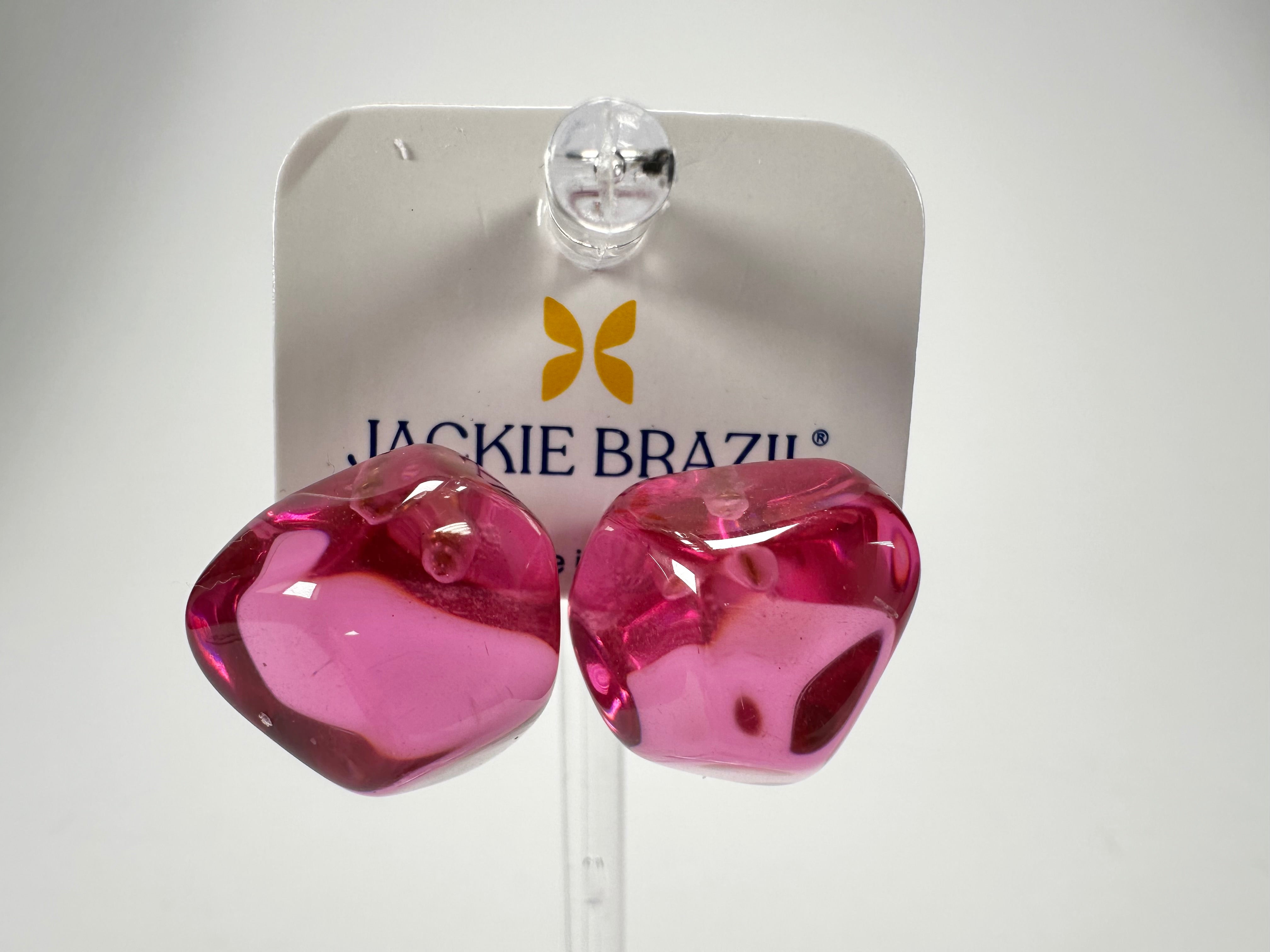 Jackie Brazil "Camille" Purple Transparent Abstract Resin Earrings ( E1053 )