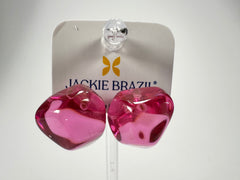Jackie Brazil "Camille" Purple Transparent Abstract Resin Earrings ( E1053 )