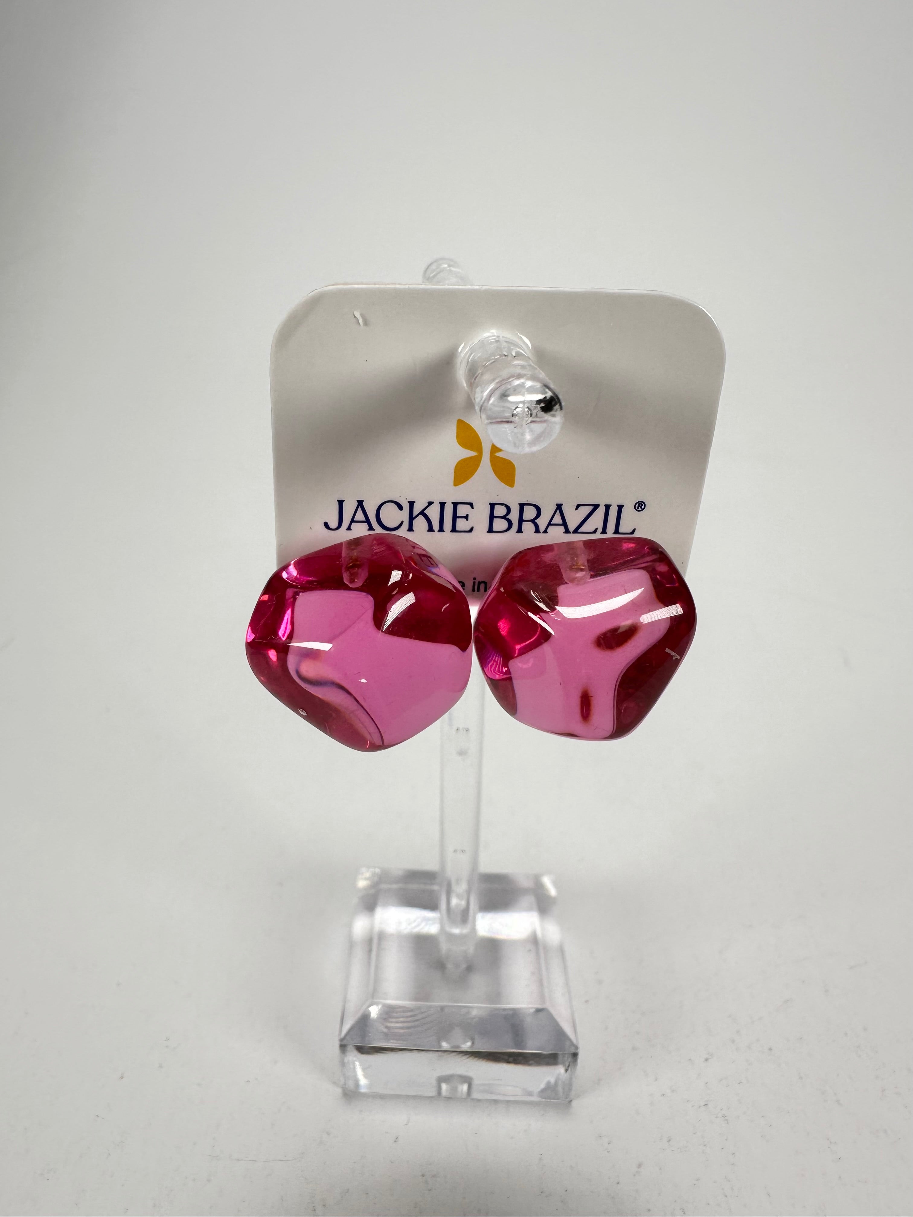 Jackie Brazil "Camille" Purple Transparent Abstract Resin Earrings ( E1053 )