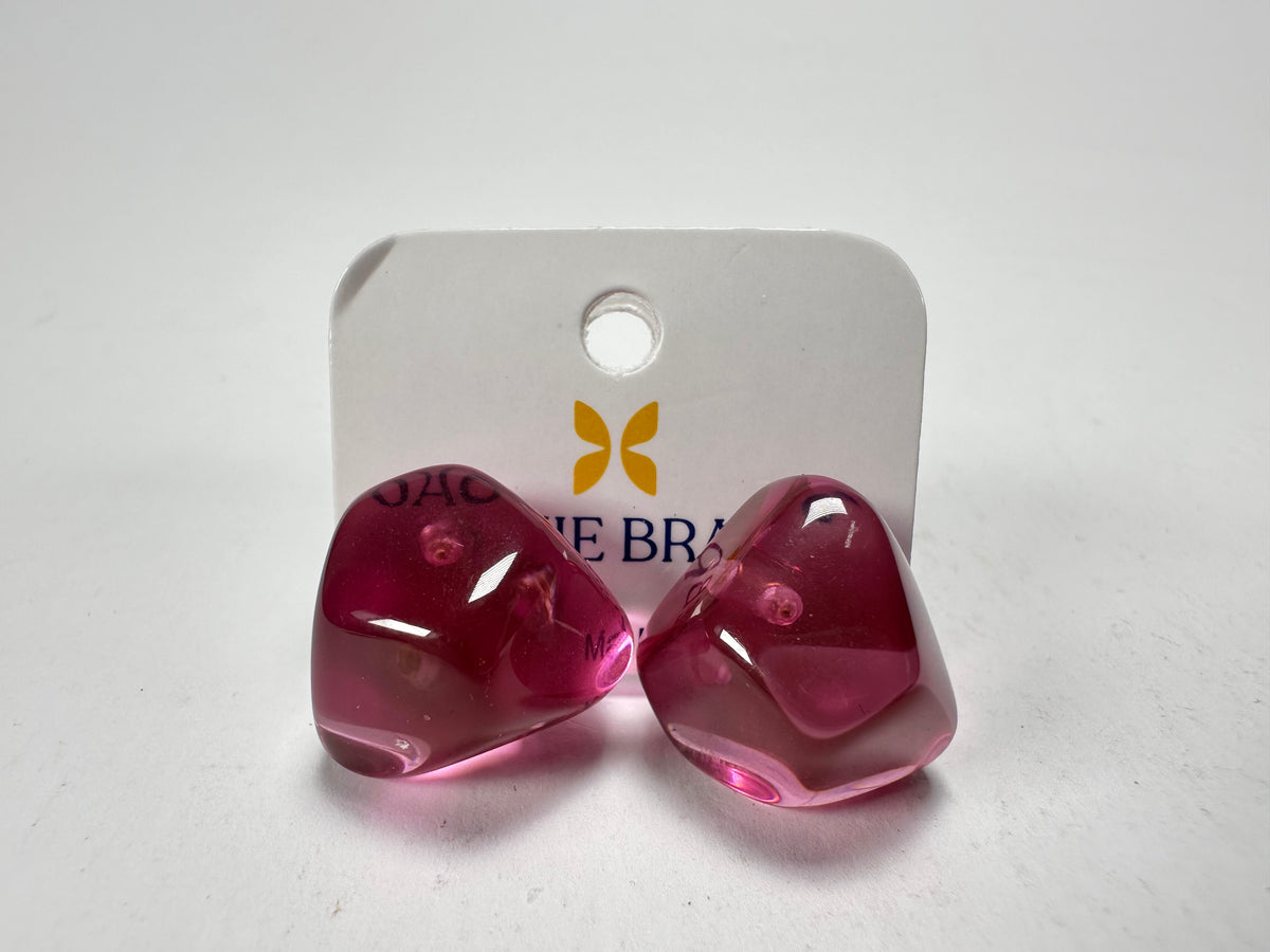 Jackie Brazil "Camille" Purple Transparent Abstract Resin Earrings ( E1053 )