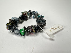 Jackie Brazil "Orient Express" 1 Strand Small Grey Mix Beads on Elastic Resin Bracelet ( B3547 )