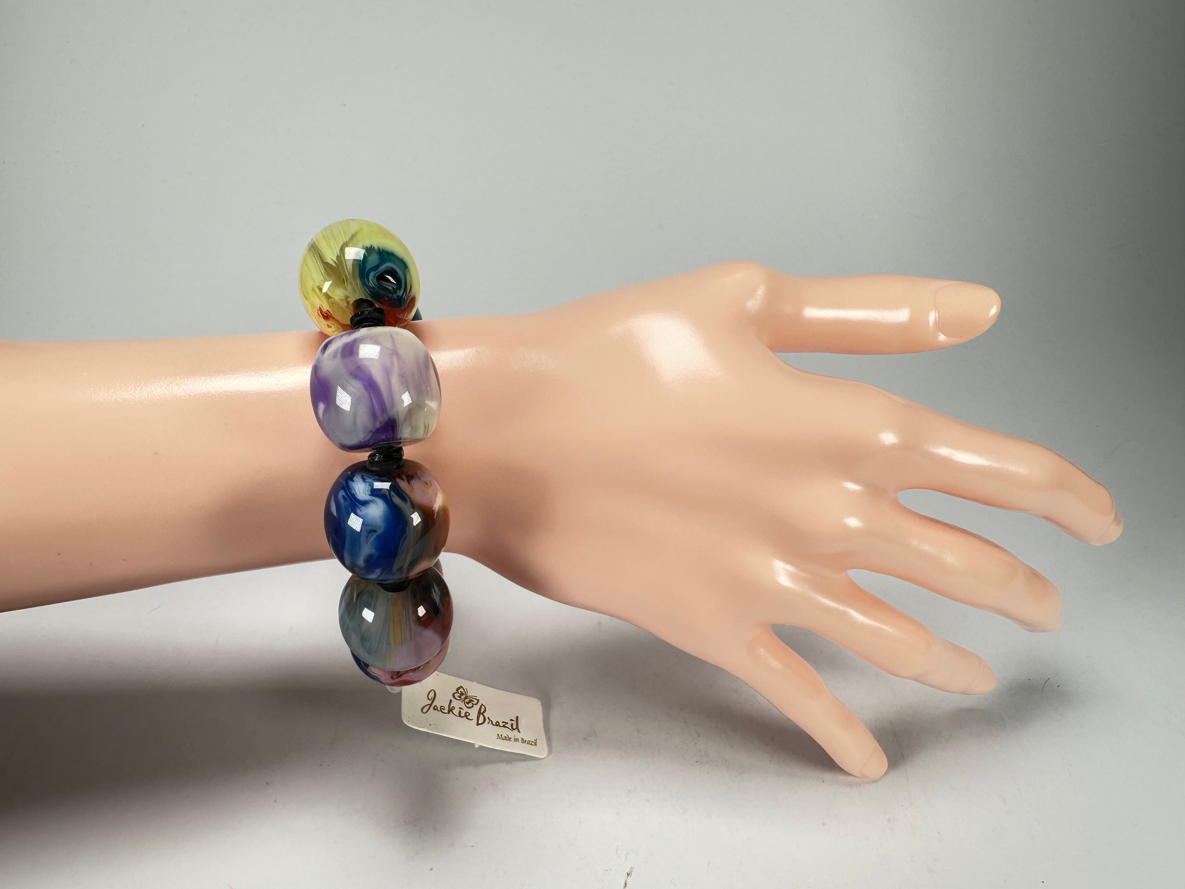 Jackie Brazil "Roma" Marble Spheres Elasticated Bracelet ( B0377 )