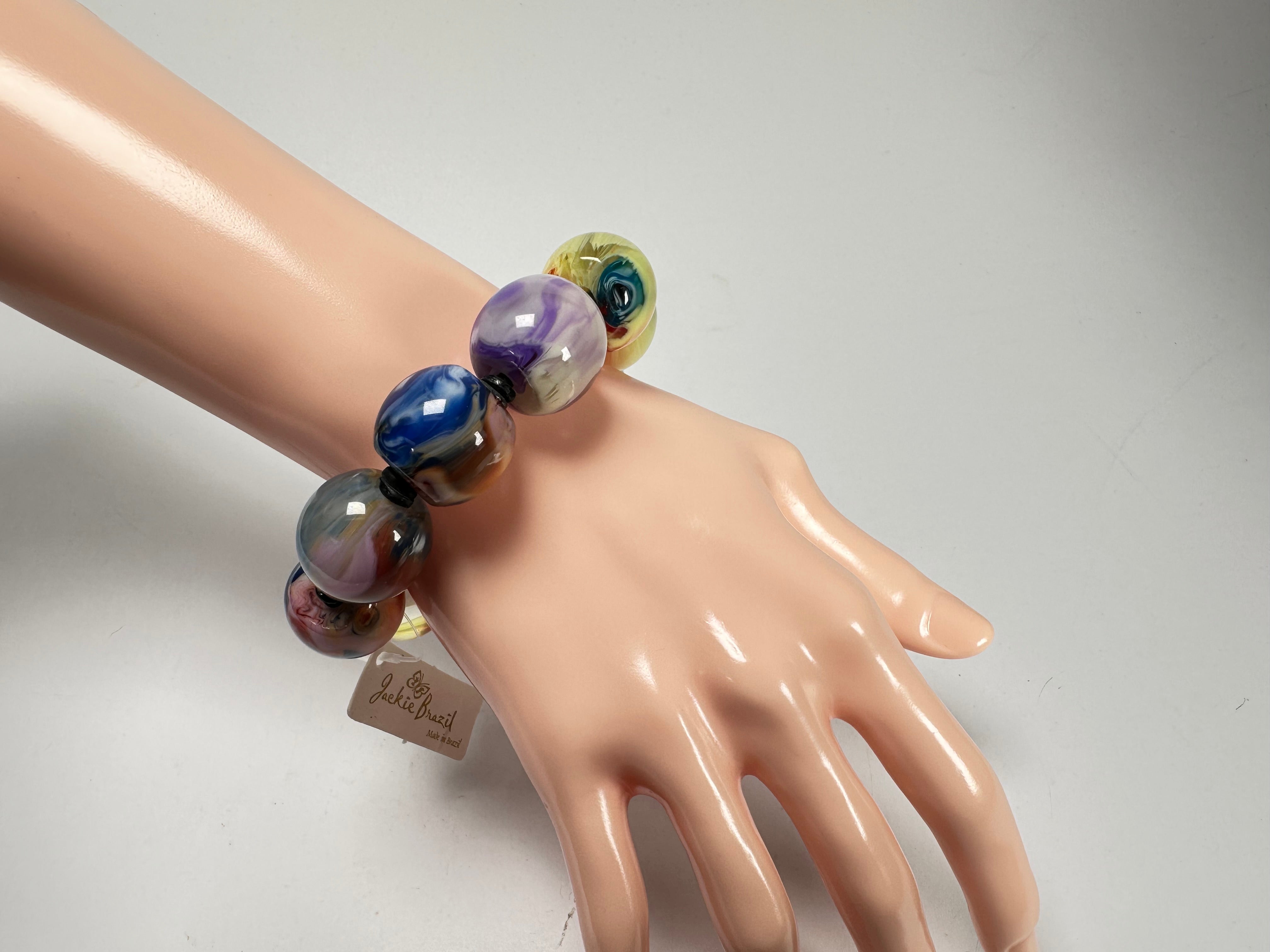 Jackie Brazil "Roma" Marble Spheres Elasticated Bracelet ( B0377 )