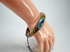 Jackie Brazil "Thin Cat Eye" Liquorice Allsorts with Cat Eye Mix Colours 1.3cm Resin Bangle ( B1151 )