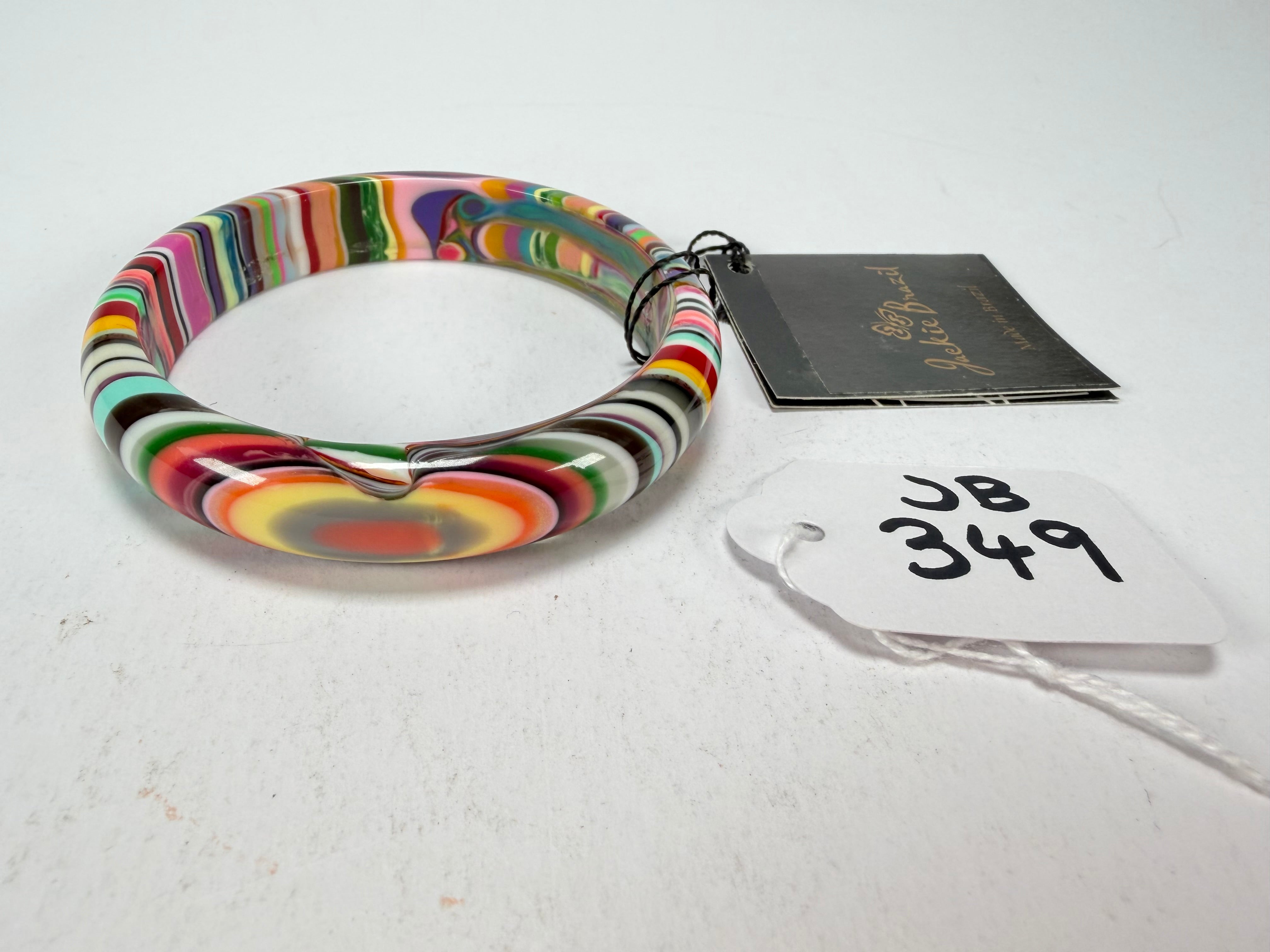 Jackie Brazil "Thin Cat Eye" Liquorice Allsorts with Cat Eye Mix Colours 1.3cm Resin Bangle ( B1151 )