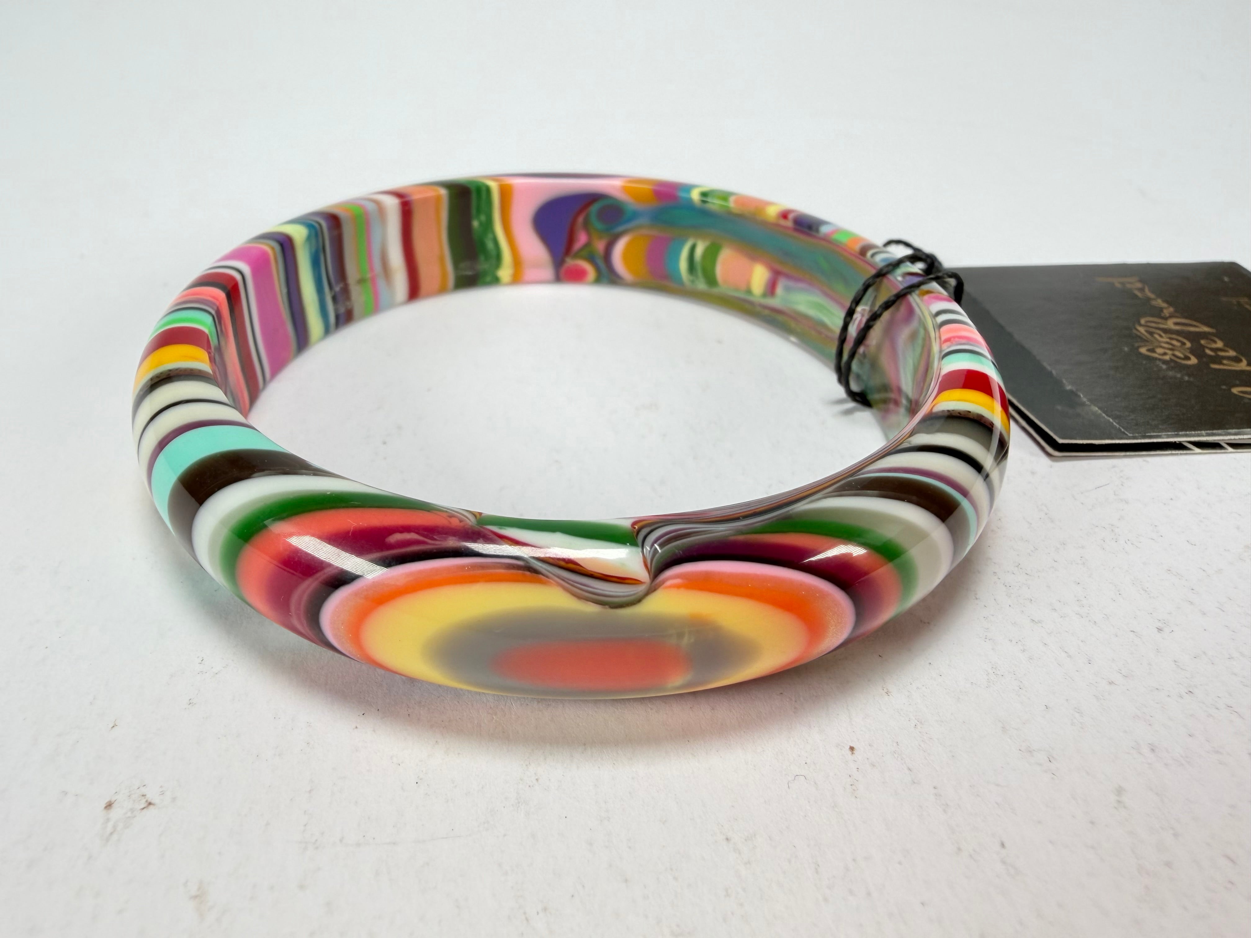 Jackie Brazil "Thin Cat Eye" Liquorice Allsorts with Cat Eye Mix Colours 1.3cm Resin Bangle ( B1151 )