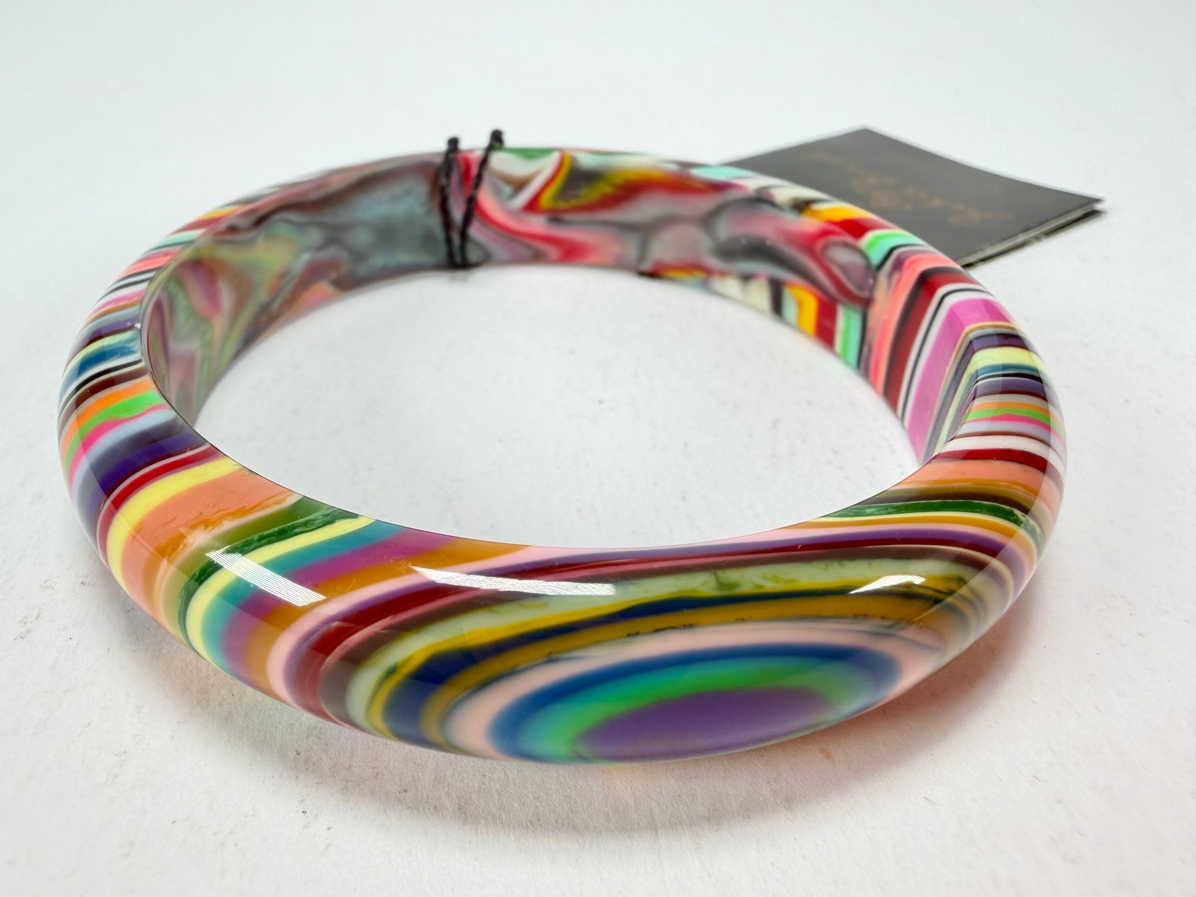 Jackie Brazil "Thin Cat Eye" Liquorice Allsorts with Cat Eye Mix Colours 1.3cm Resin Bangle ( B1151 )