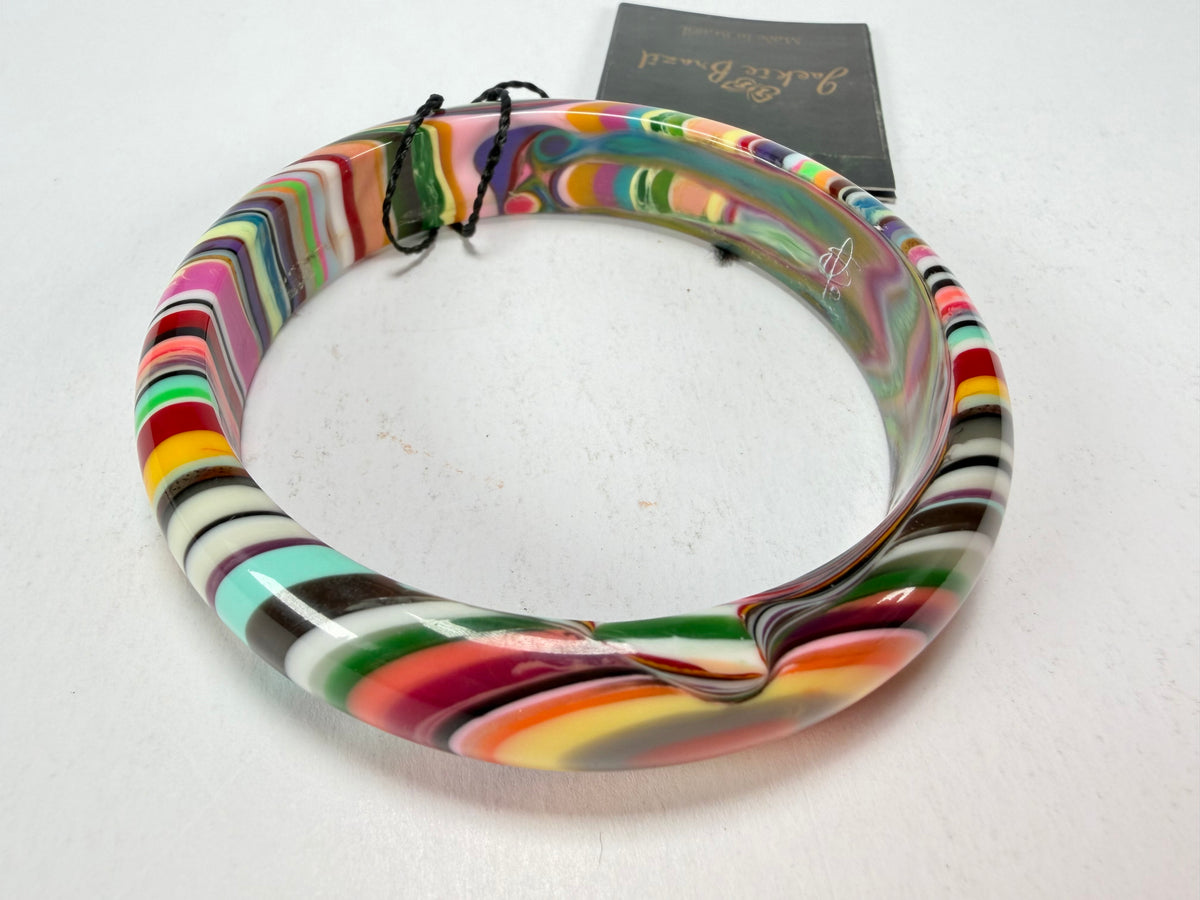 Jackie Brazil "Thin Cat Eye" Liquorice Allsorts with Cat Eye Mix Colours 1.3cm Resin Bangle ( B1151 )
