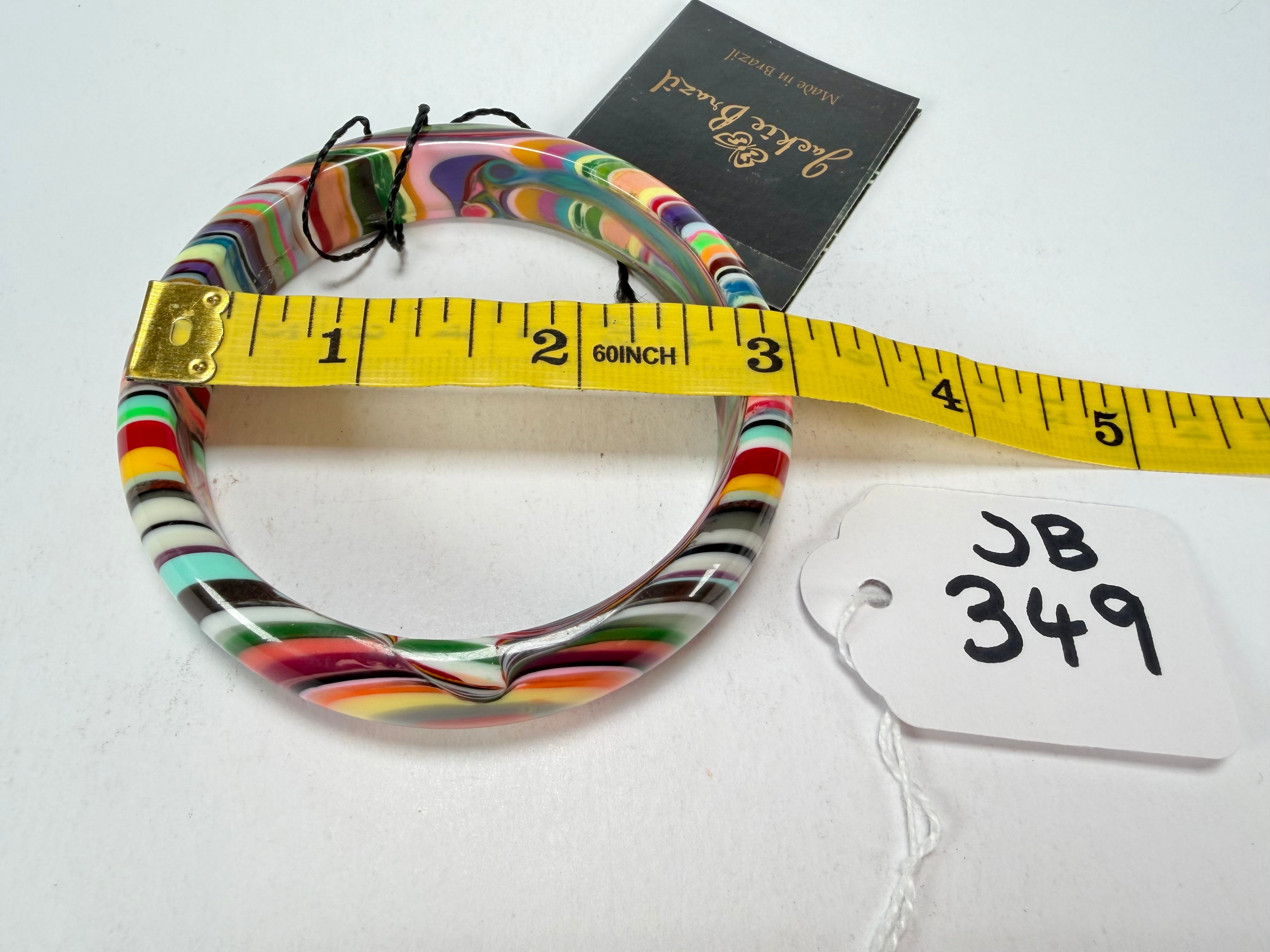 Jackie Brazil "Thin Cat Eye" Liquorice Allsorts with Cat Eye Mix Colours 1.3cm Resin Bangle ( B1151 )