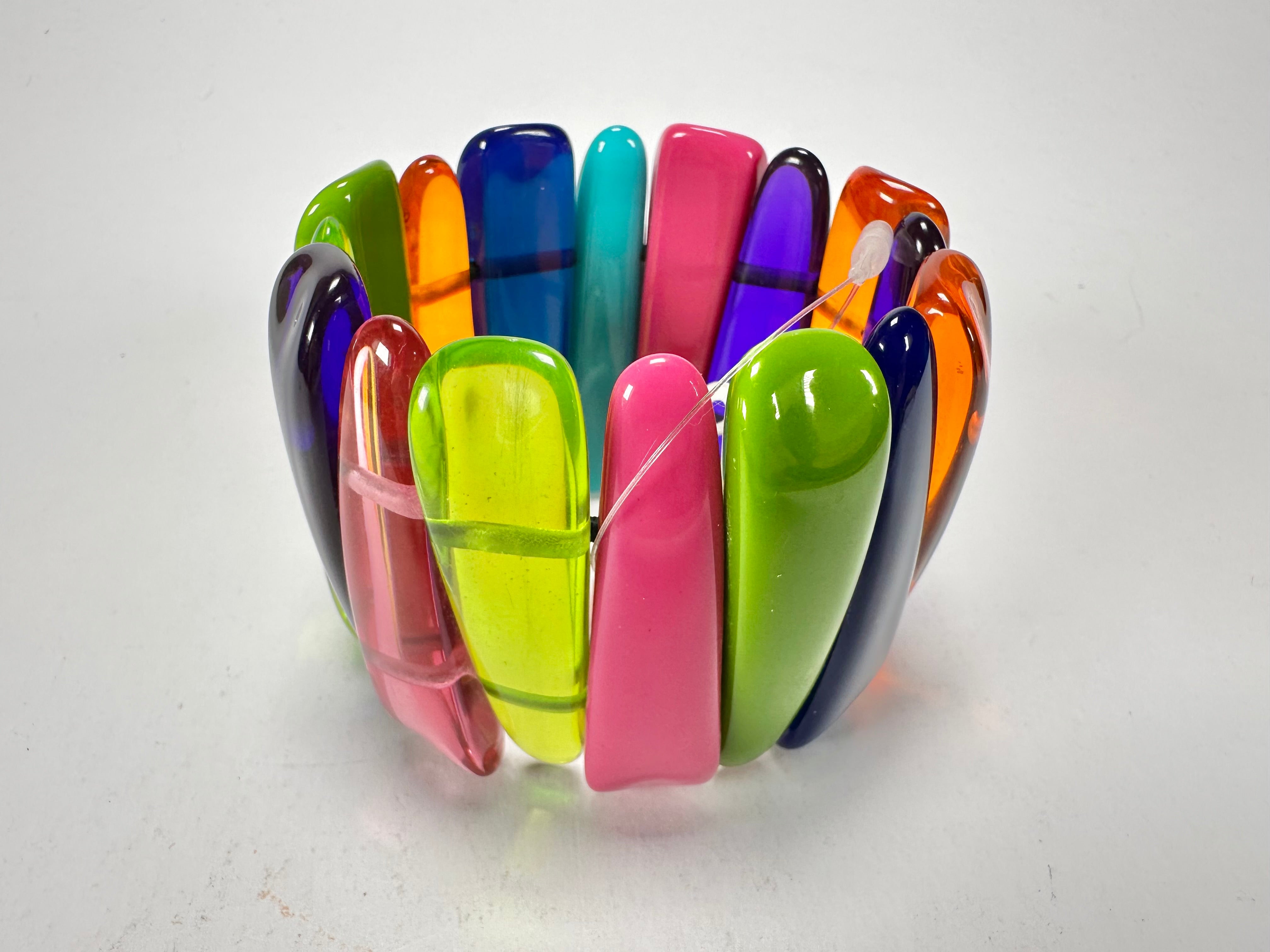 Jackie Brazil "Tulip" Transparent Summer Mix Elasticated Bracelet ( B0026 )