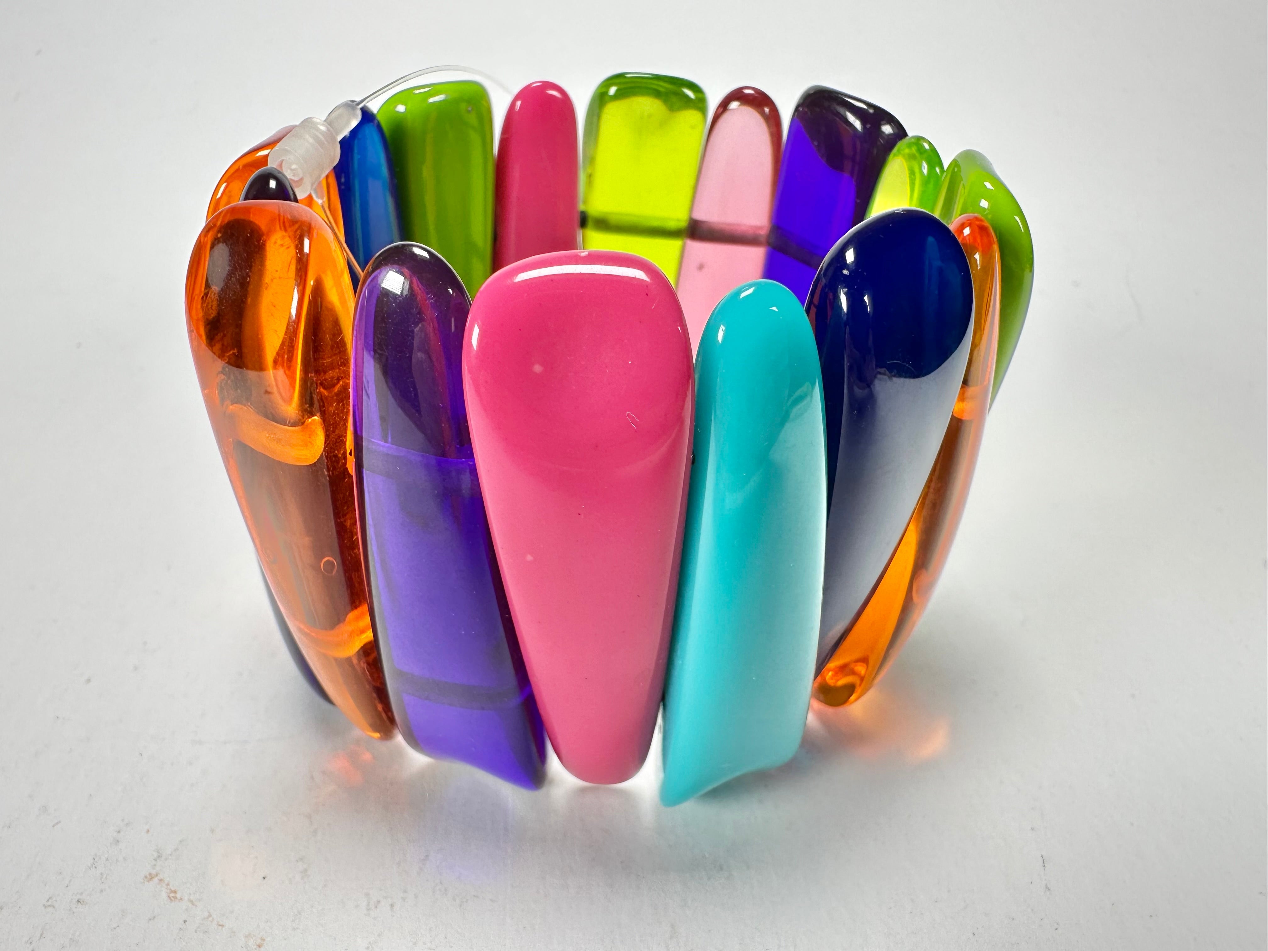 Jackie Brazil "Tulip" Transparent Summer Mix Elasticated Bracelet ( B0026 )