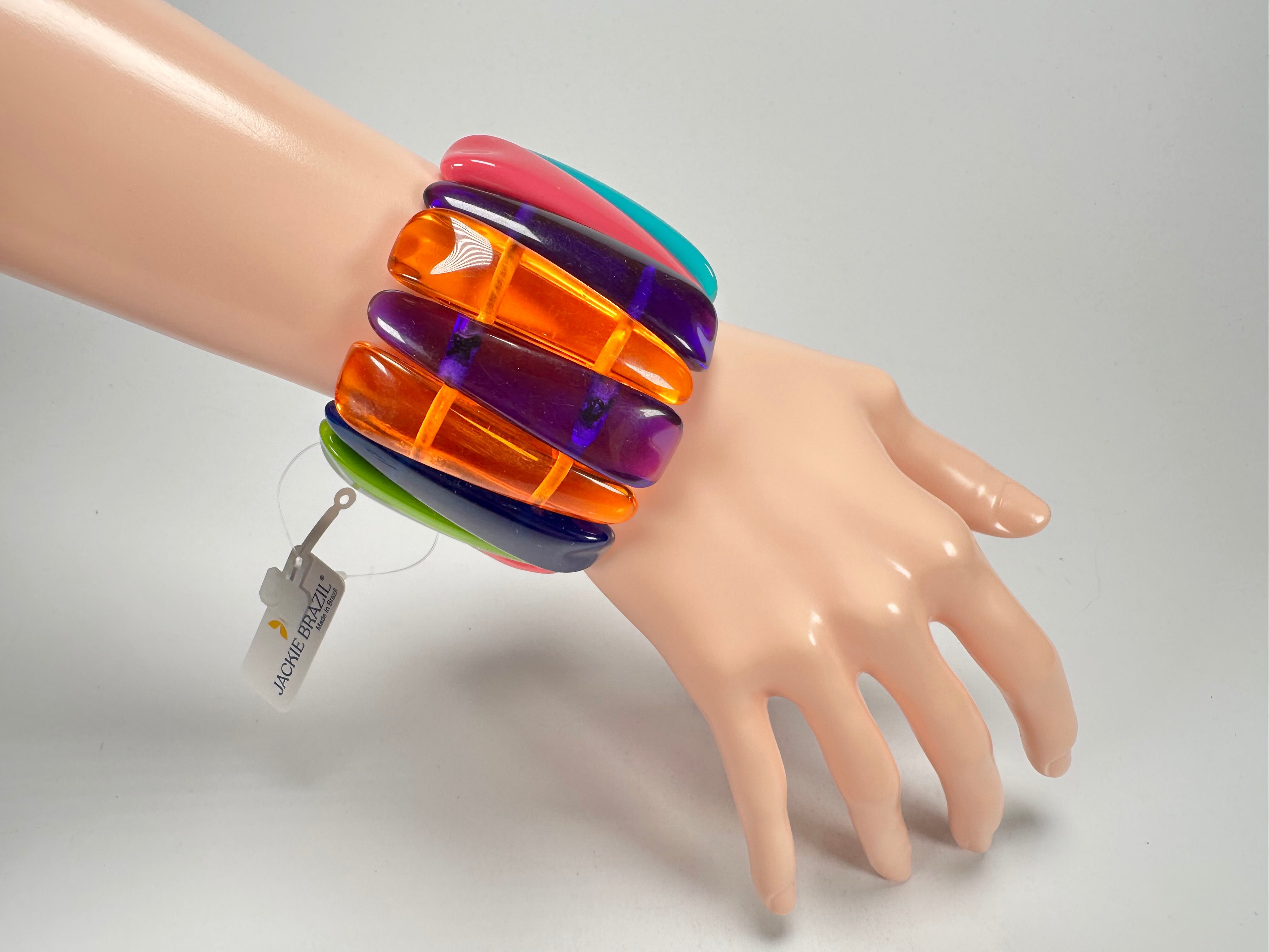 Jackie Brazil "Tulip" Transparent Summer Mix Elasticated Bracelet ( B0026 )