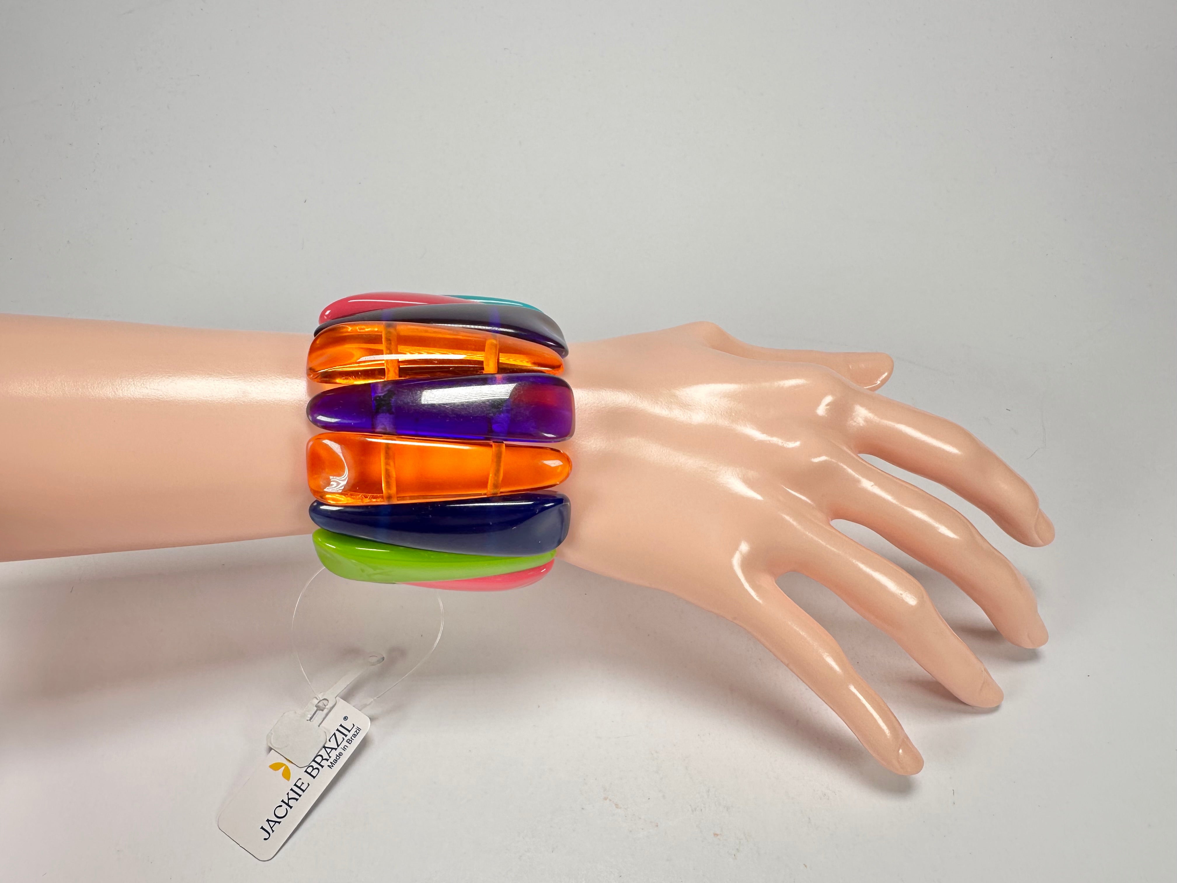 Jackie Brazil "Tulip" Transparent Summer Mix Elasticated Bracelet ( B0026 )
