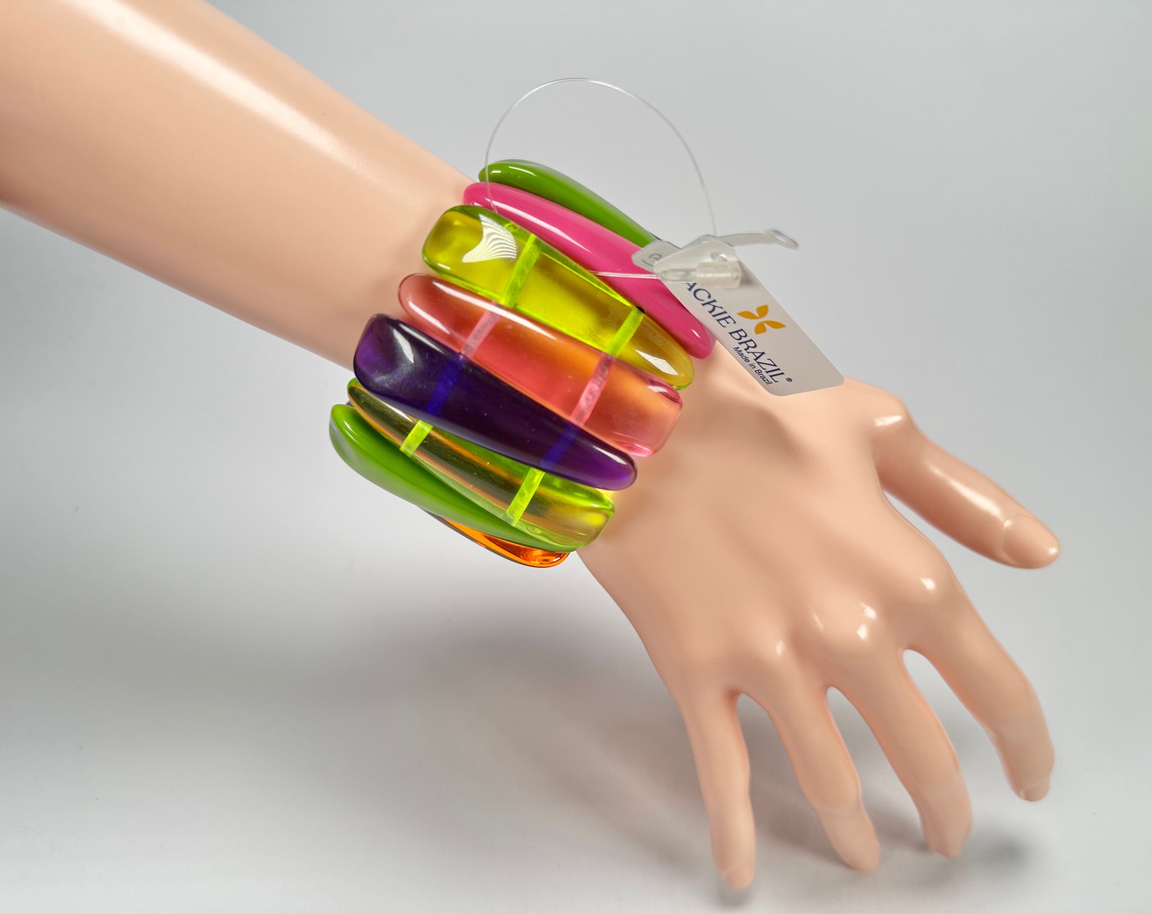 Jackie Brazil "Tulip" Transparent Summer Mix Elasticated Bracelet ( B0026 )