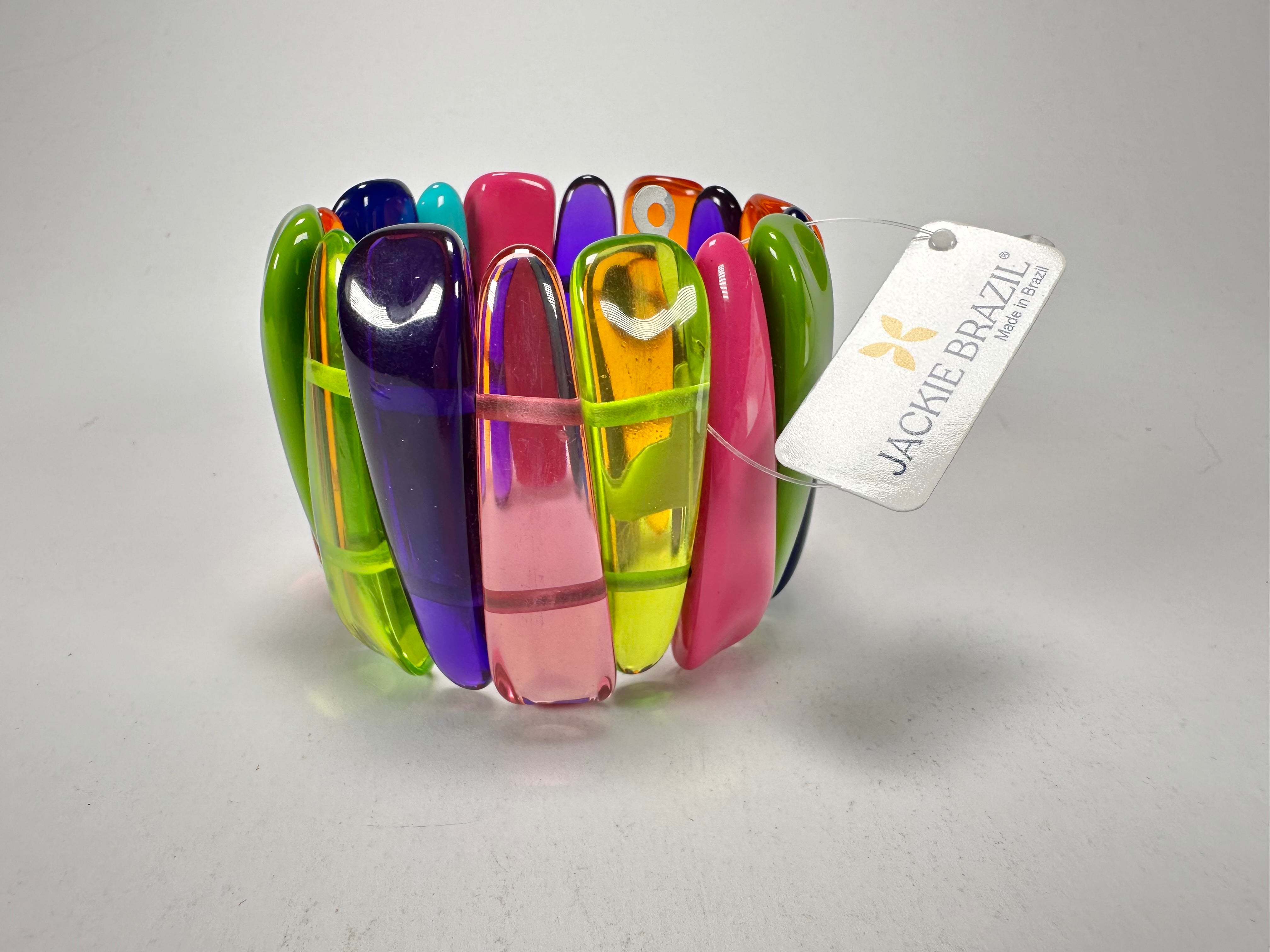 Jackie Brazil "Tulip" Transparent Summer Mix Elasticated Bracelet ( B0026 )