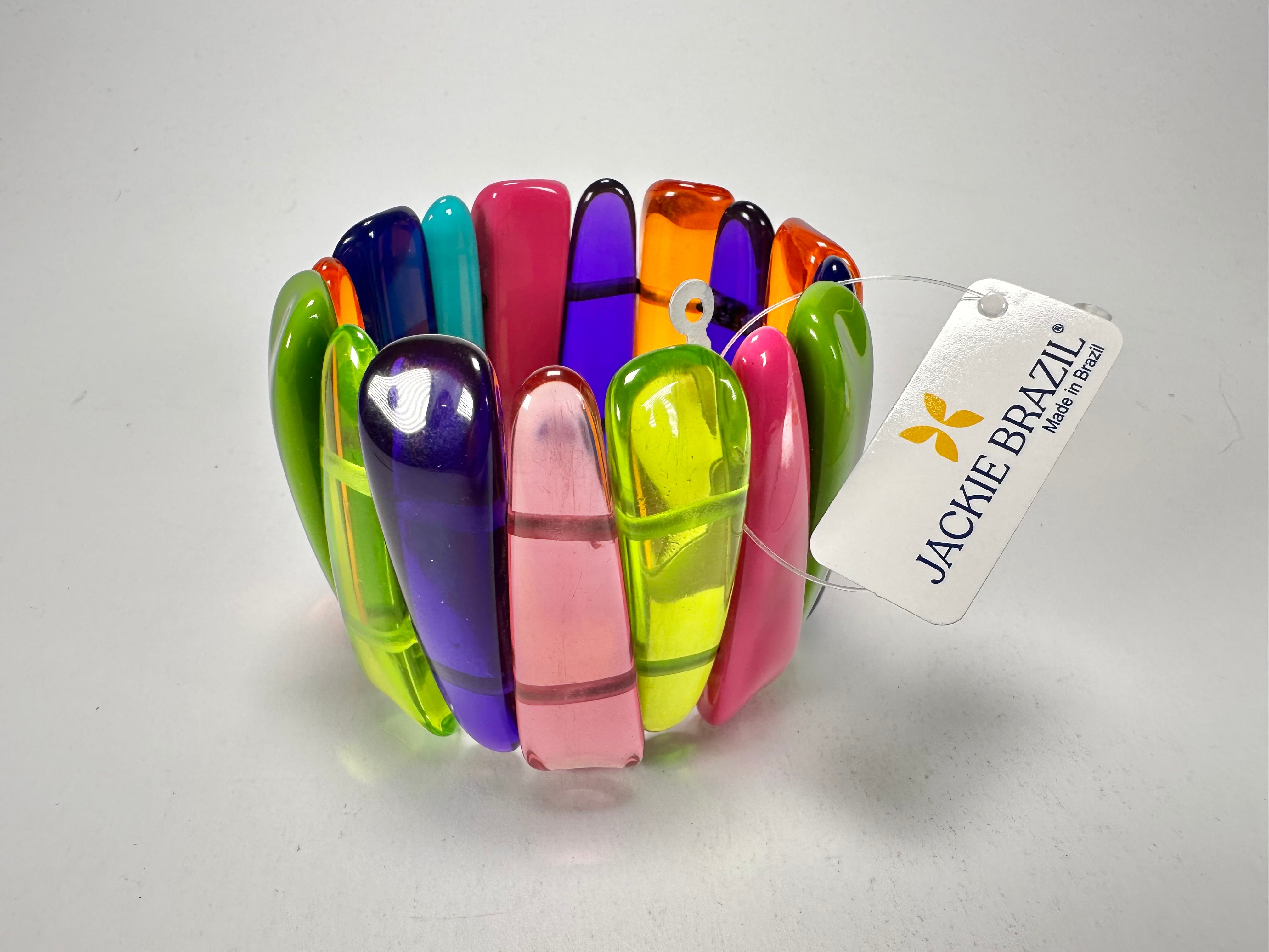 Jackie Brazil "Tulip" Transparent Summer Mix Elasticated Bracelet ( B0026 )